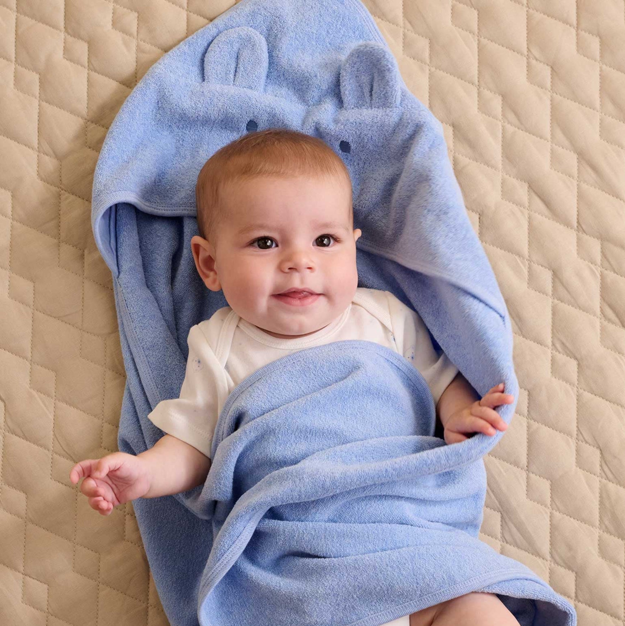 Purebaby Hooded Bear Towel - Blue
