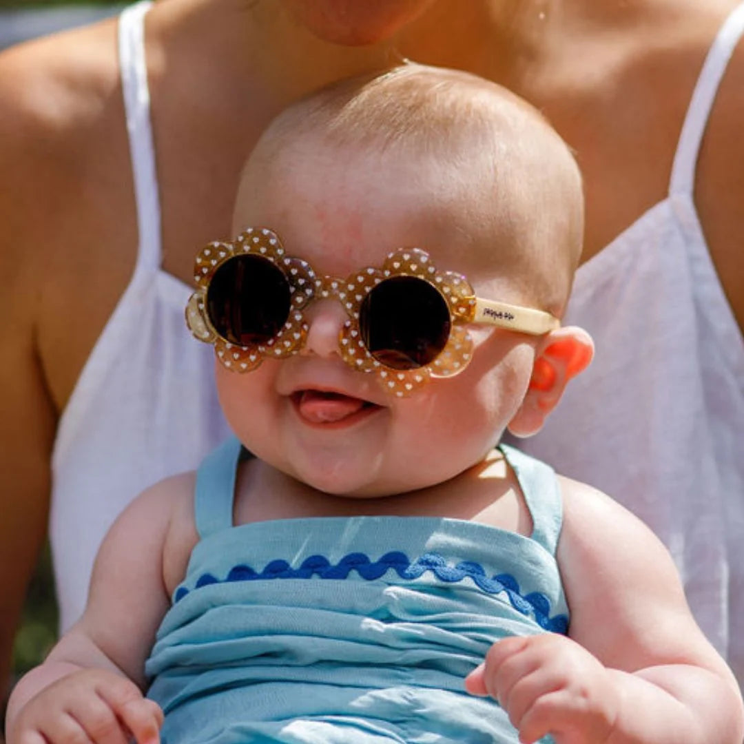 Frankie Ray Baby Sunglasses - Daisy, Crystal Yellow With Heart
