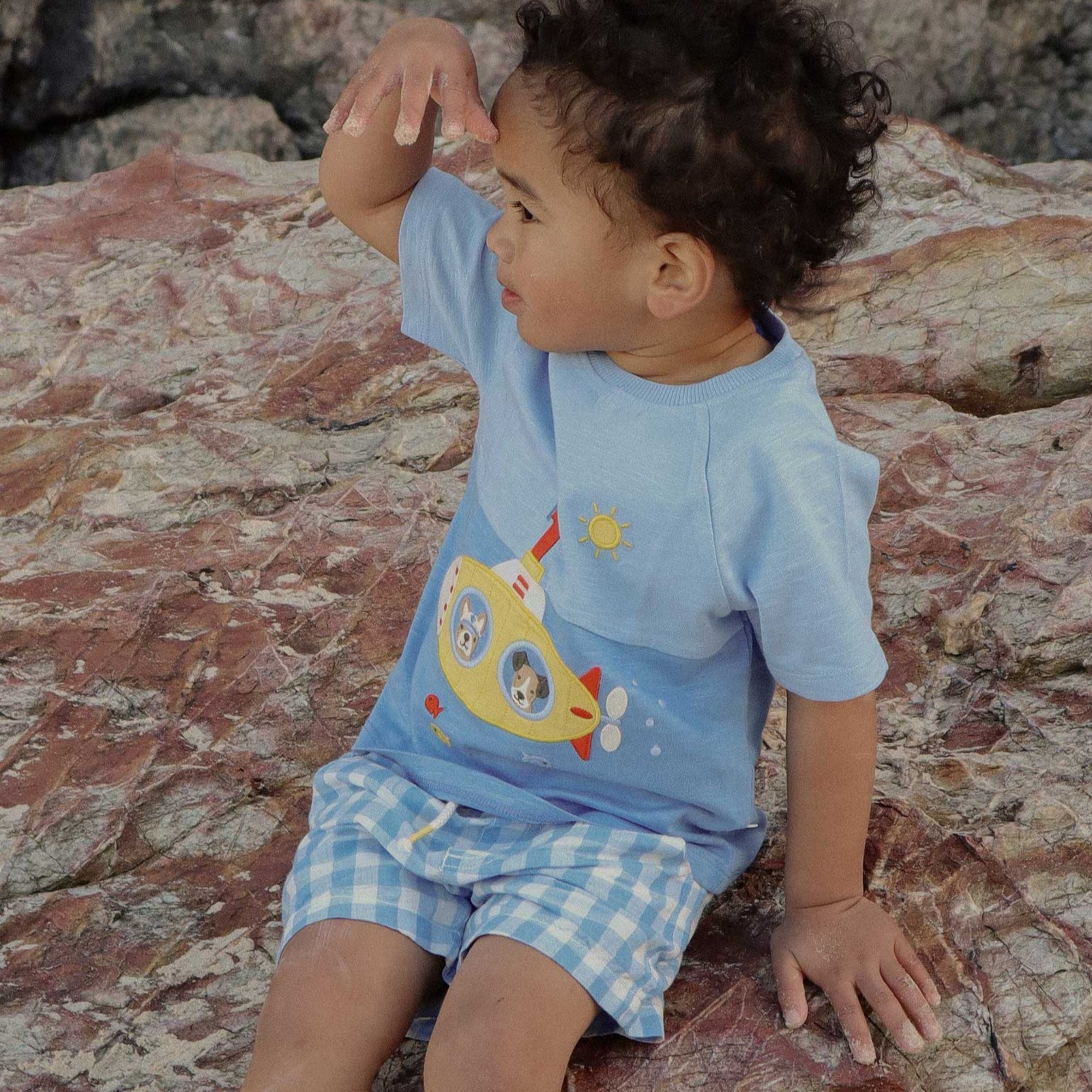 Purebaby Gingham shorts- Ocean