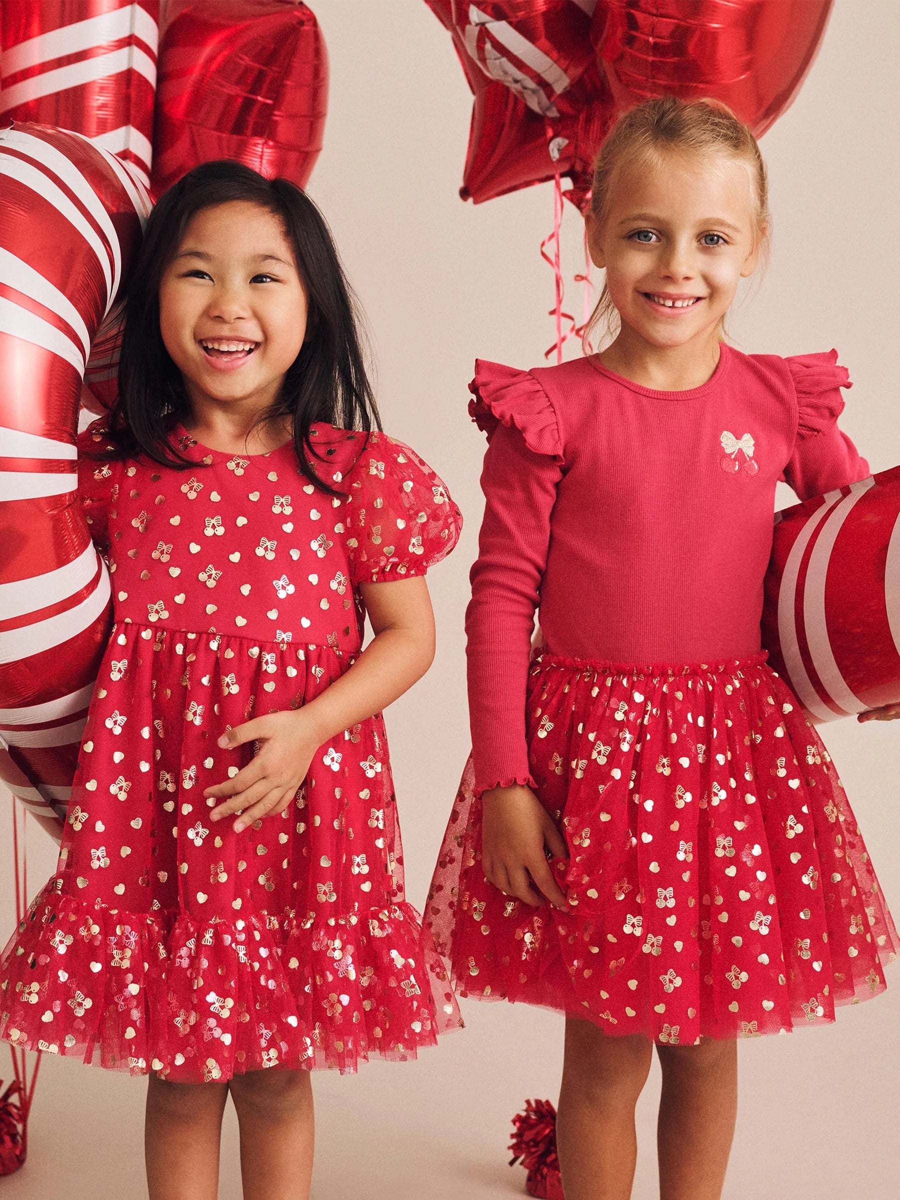 Huxbaby - Golden Cherries Puff Sleeve Tulle Dress