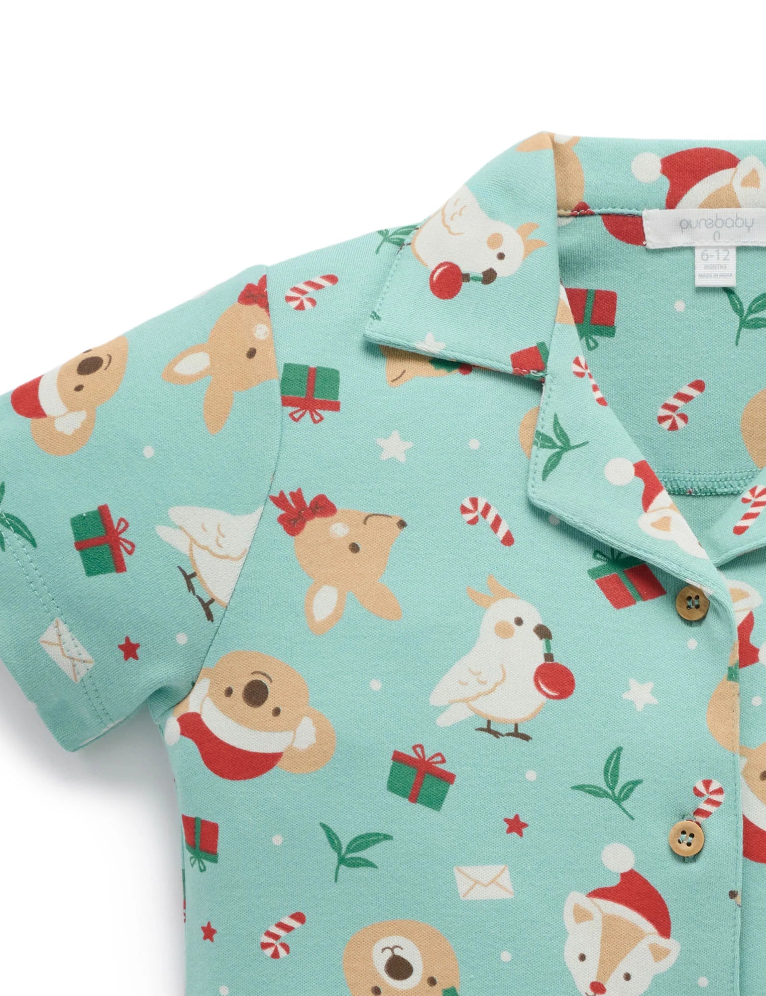 Purebaby Festive Friends Button Up PJ Set