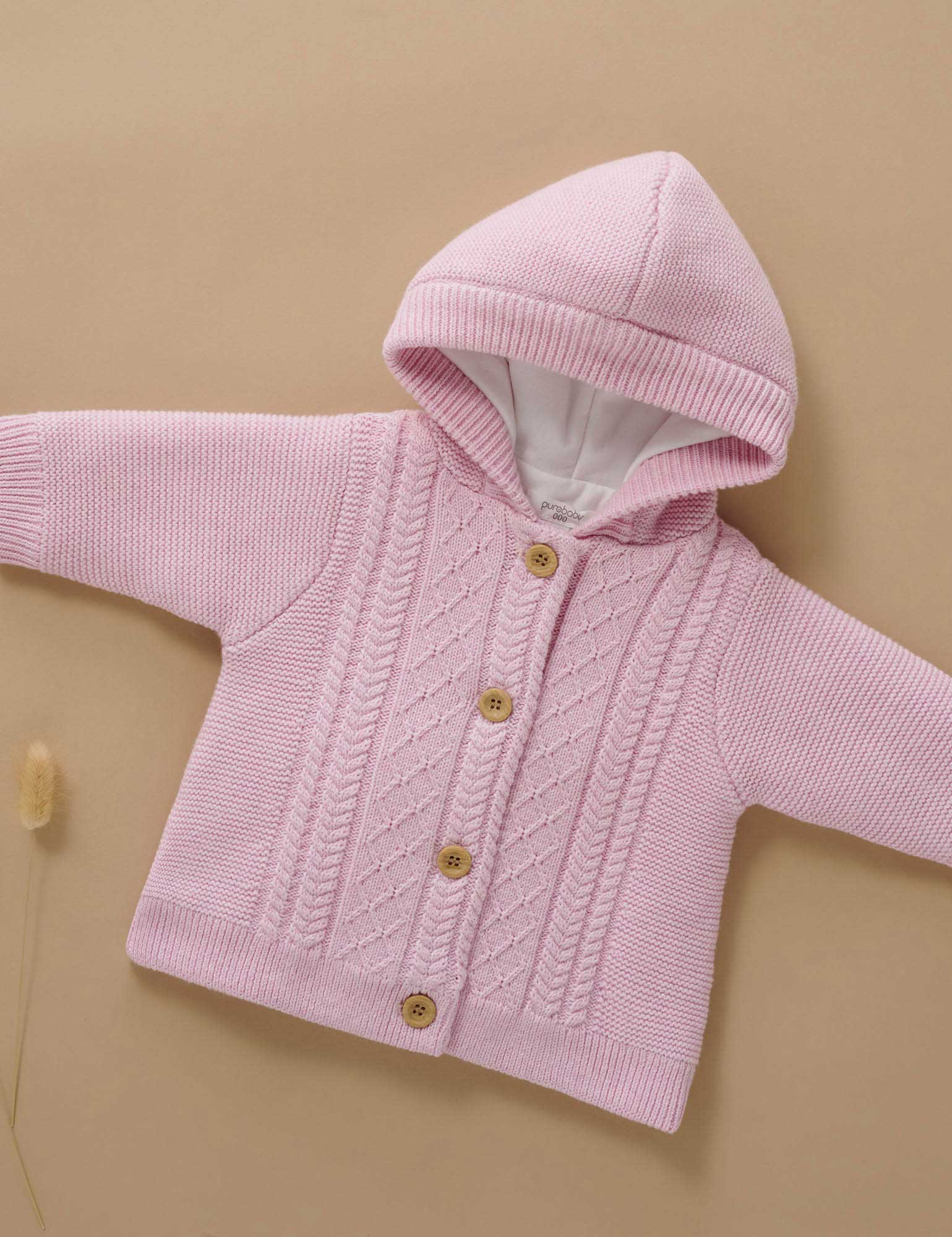 Purebaby Cable Knit Padded Jacket - Primrose Melange