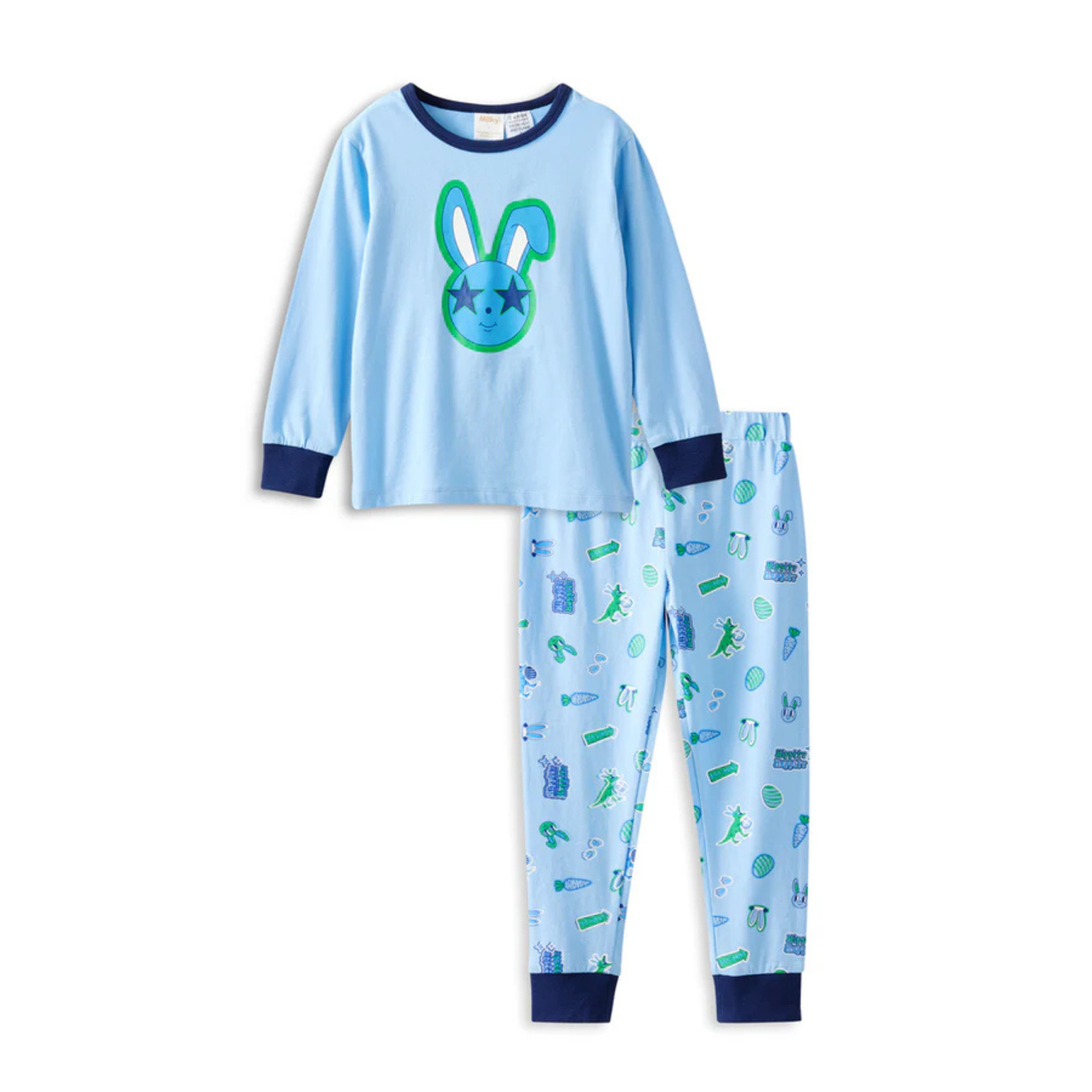 Milky Rascal Bunny Pj's - Steel Blue