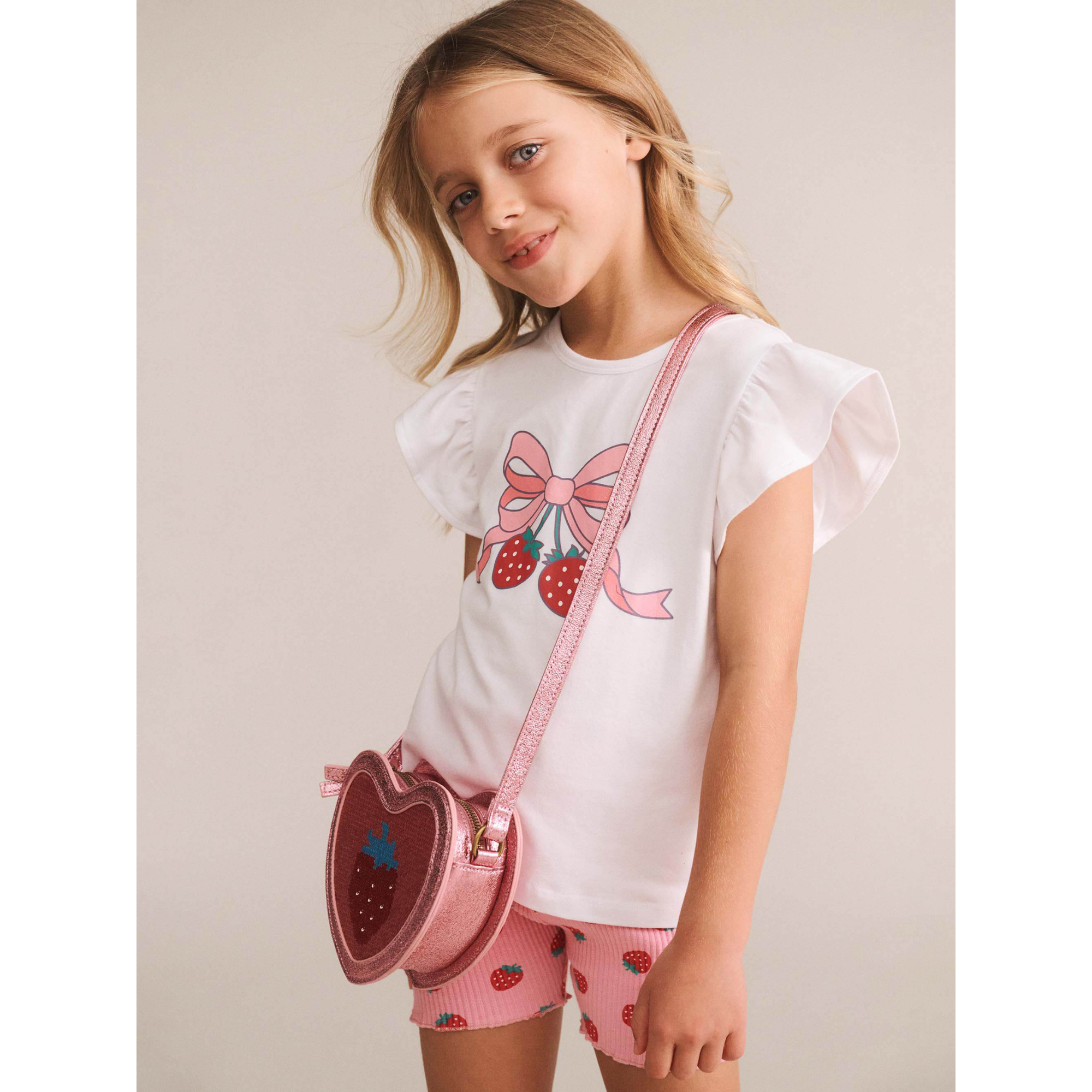 Huxbaby Strawberry Sequin Heart Bag - Strawberry Metallic