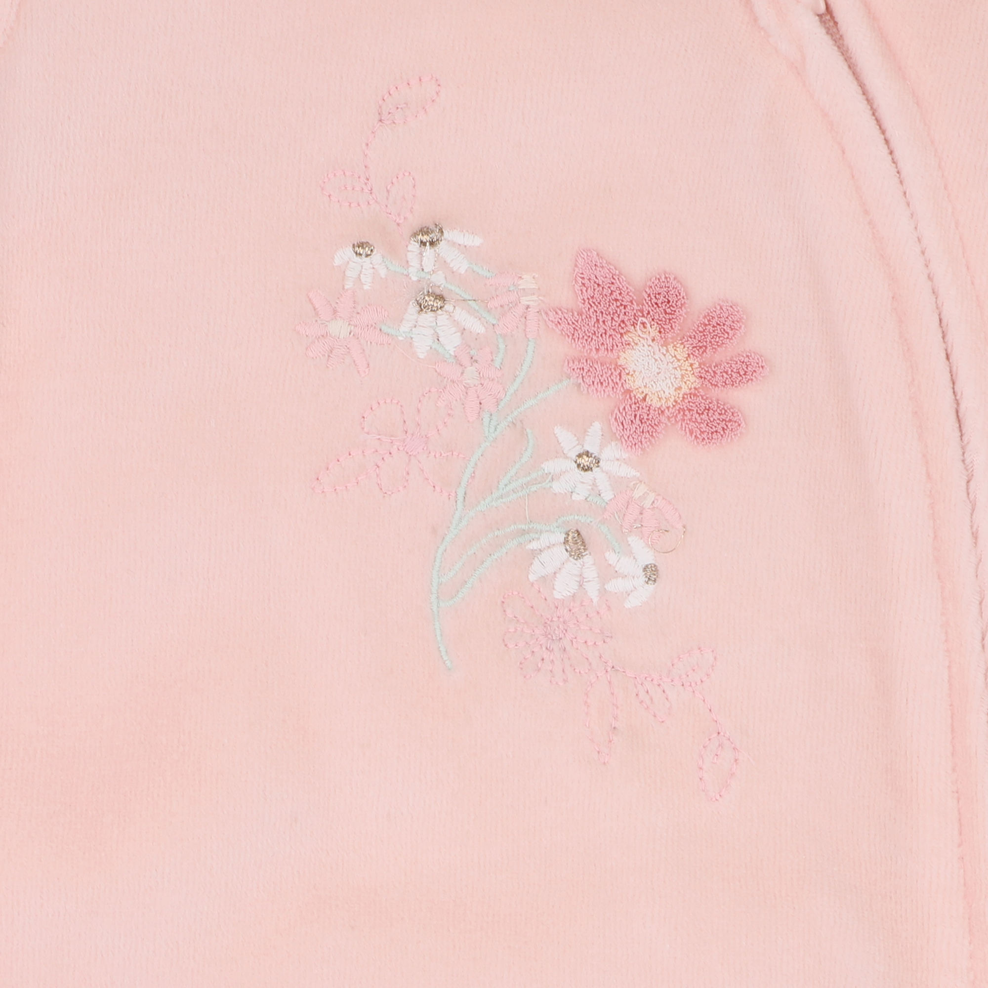 Bebe Fern Velour Embroidered Zip Onesie - Pale Pink