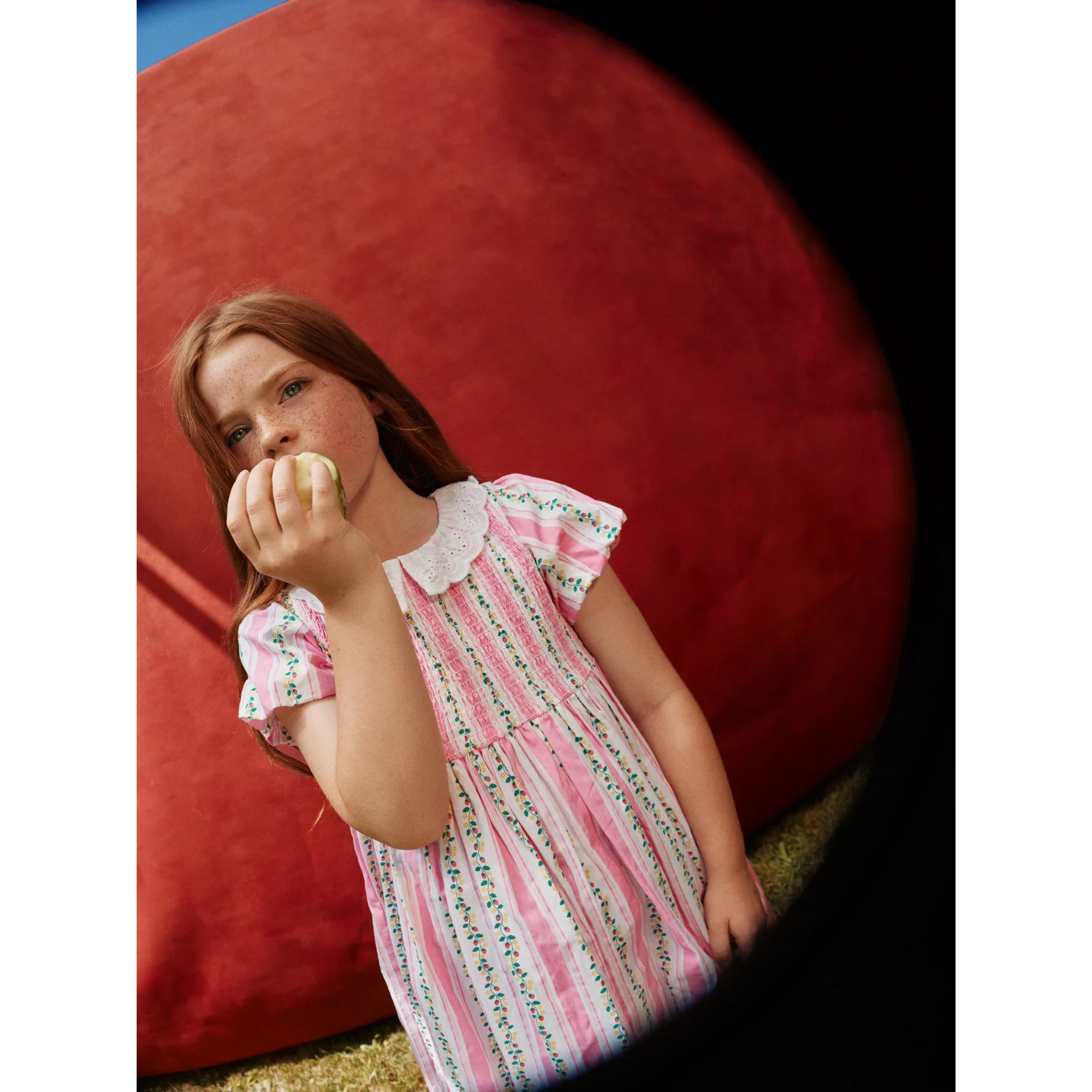 Goldie + Ace Antique Stripe Strawberry Flo Smocked Dress
