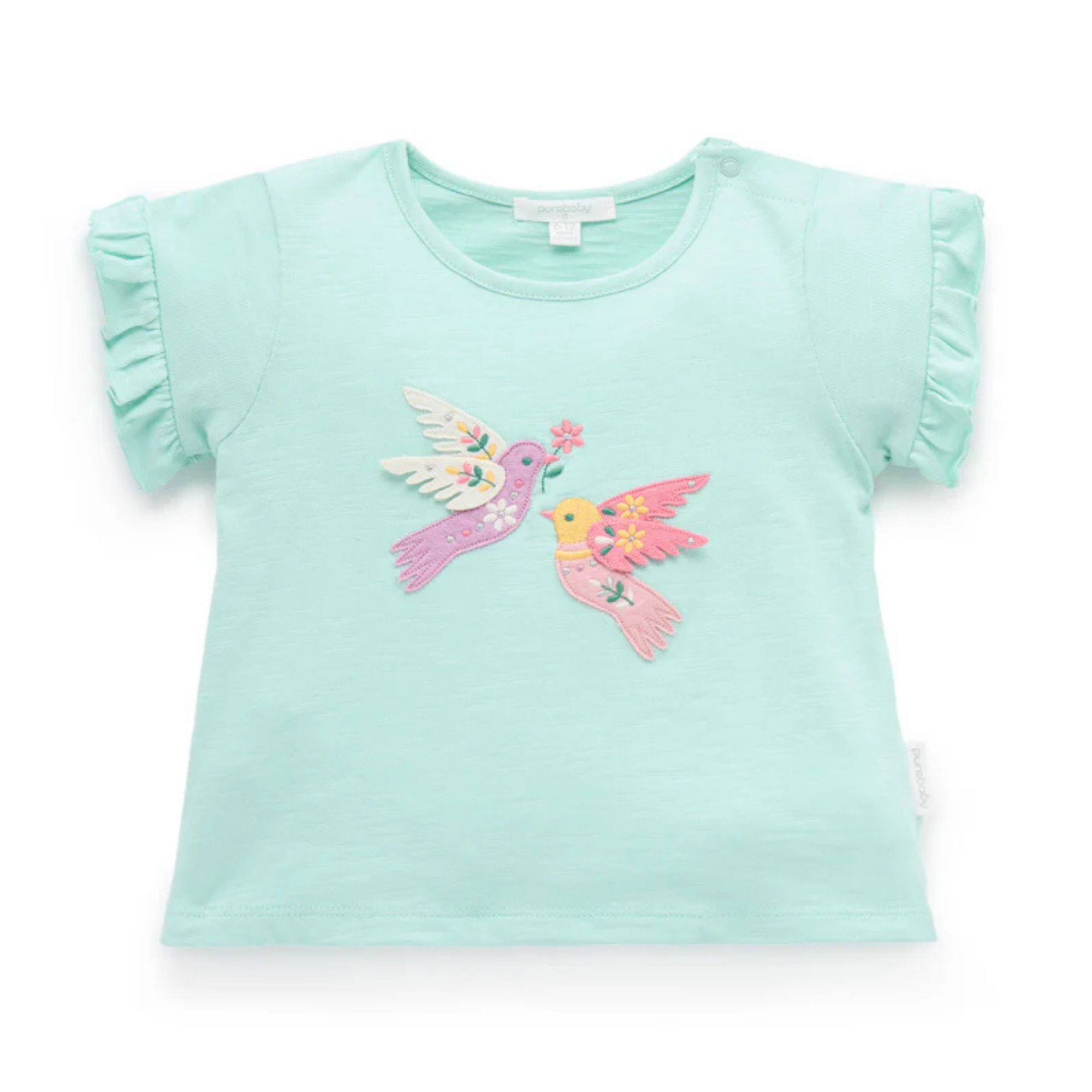Purebaby Ruffle Tee - Aloe