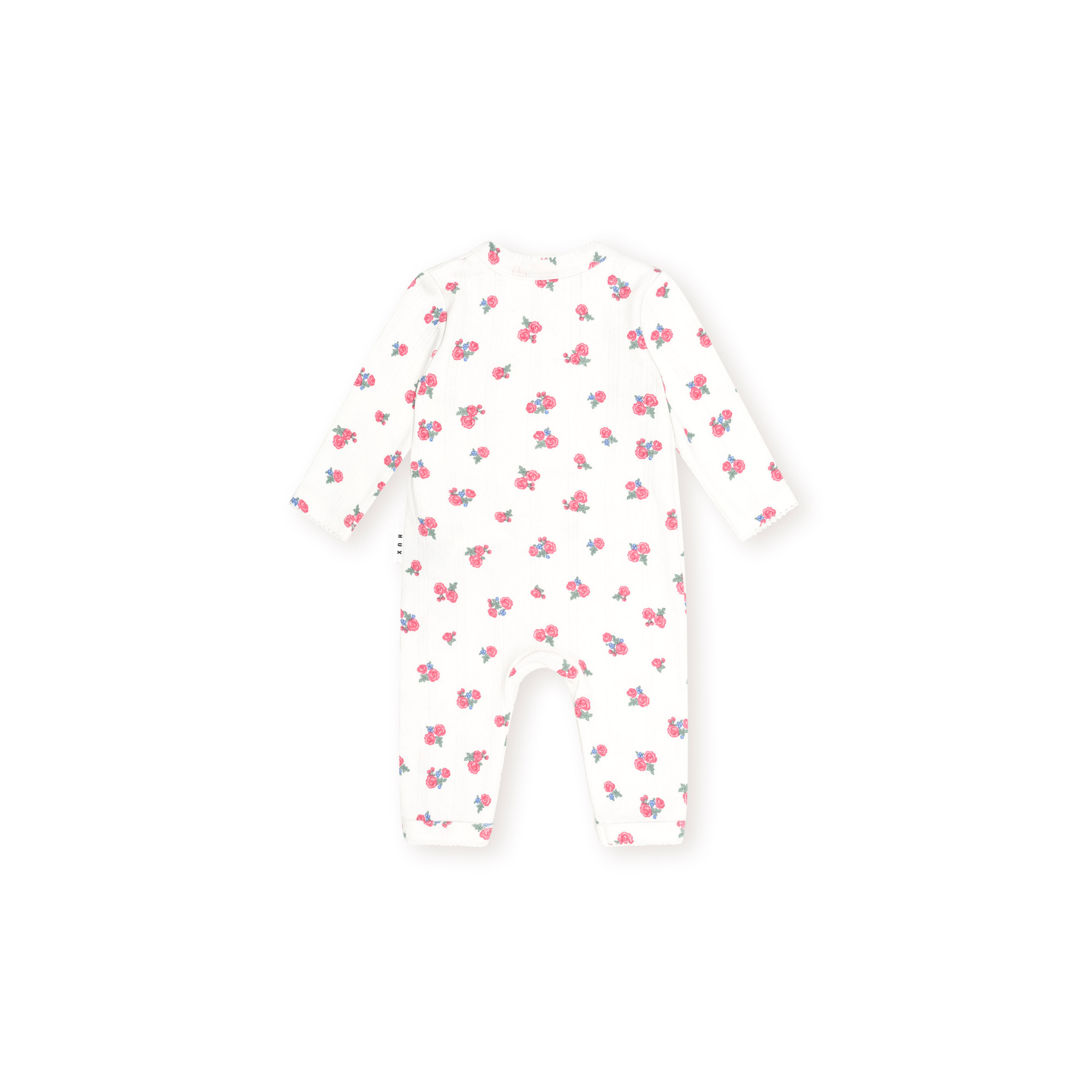 Huxbaby Floral Pointelle Kimono Romper - Almond Milk