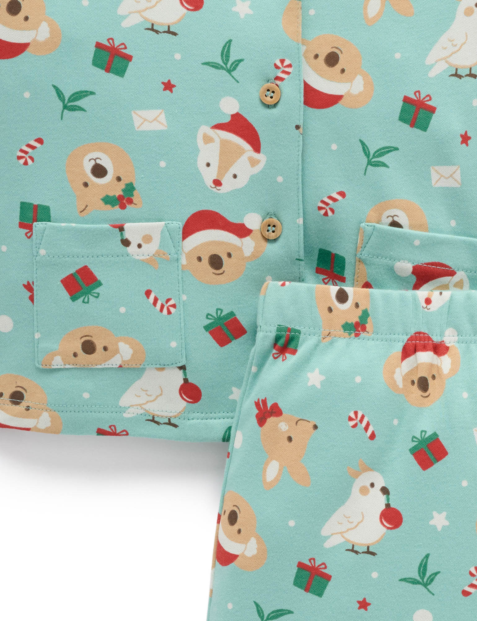 Purebaby Festive Friends Button Up PJ Set