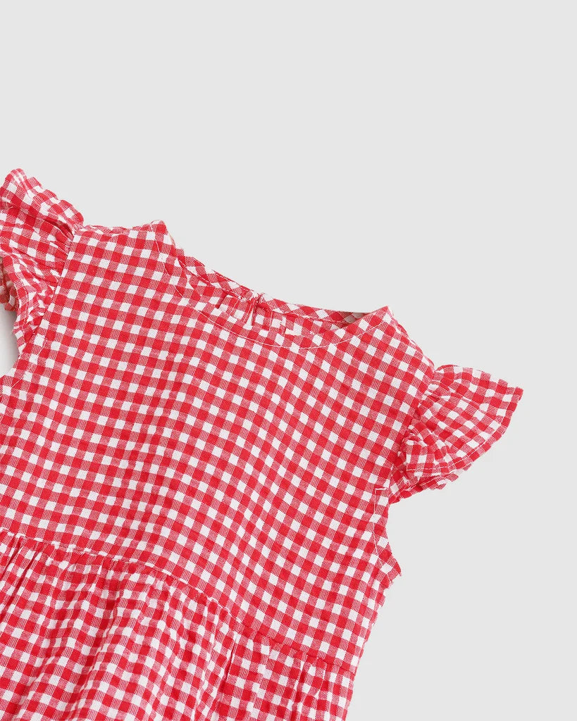 Tilla Playsuit - Red and White Gingham
