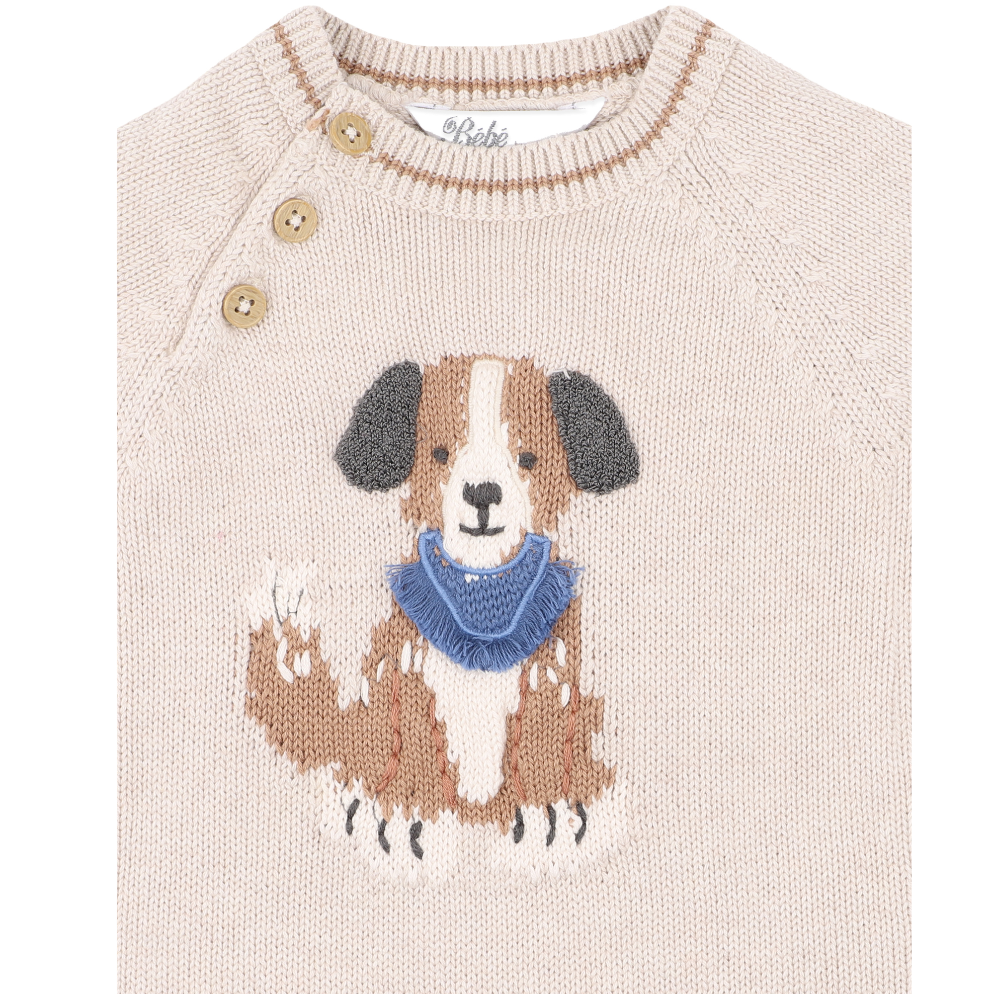 Bebe Otto Organic Knitted Dog Romper - Oat
