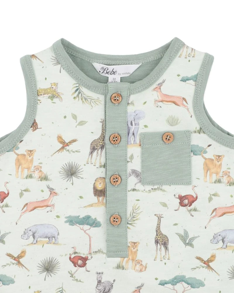 Sway Print Elephant Romper