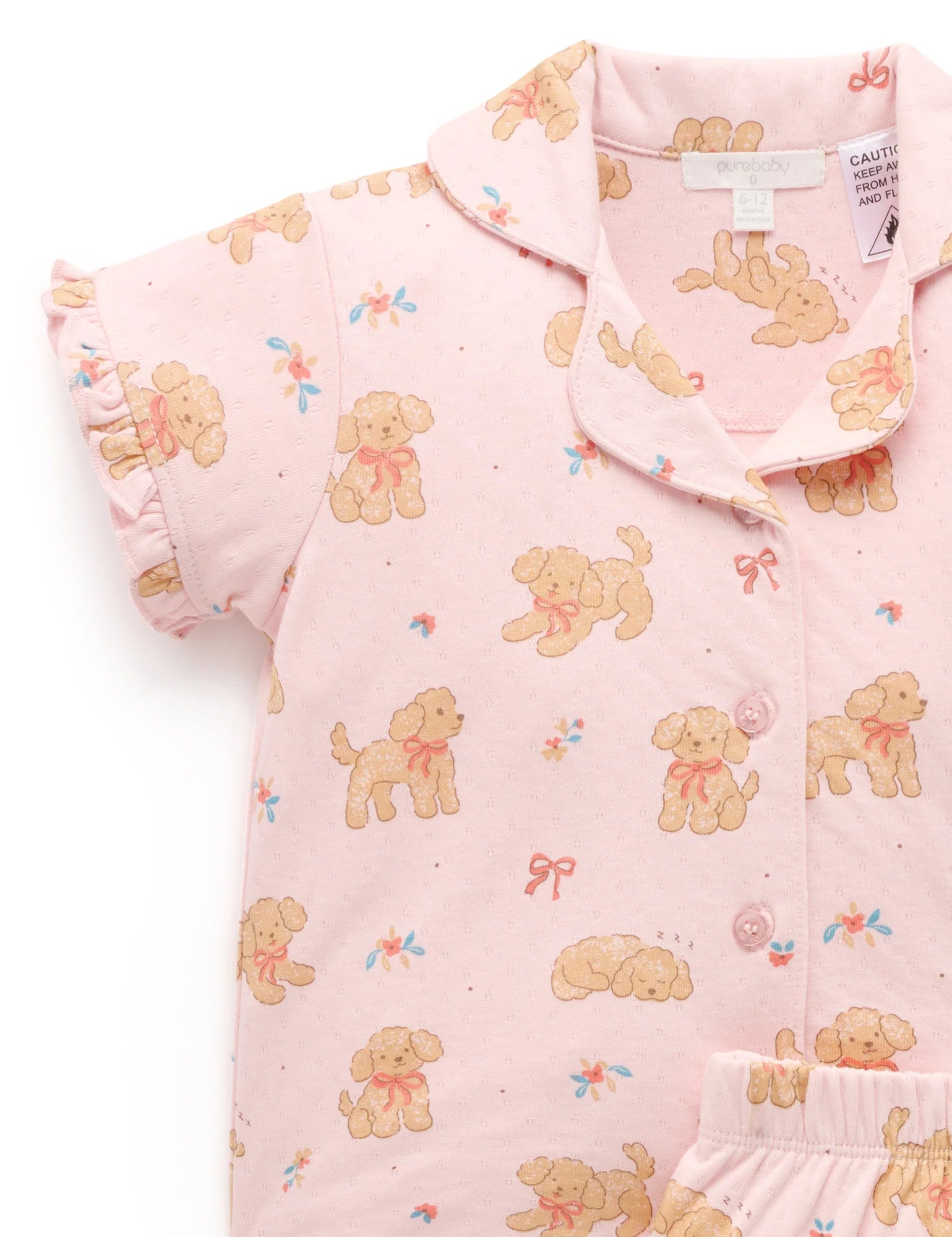 Ruffle Button Up PJ Set - Poodle Dreams Print