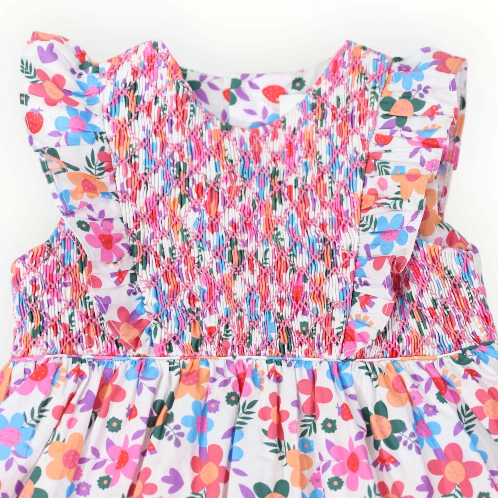 Smocked Bold Floral Dress