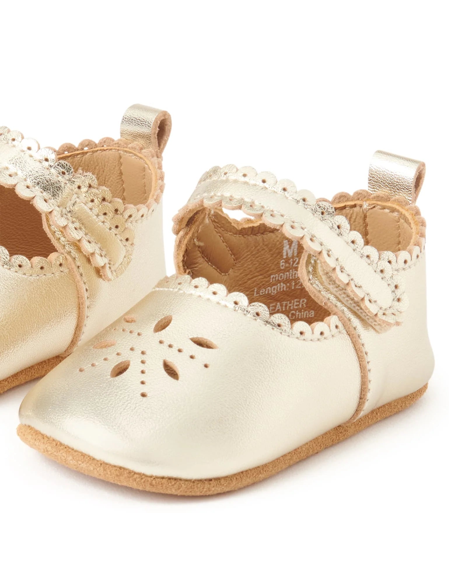 Purebaby Leather Eyelet Mary Jane - Gold