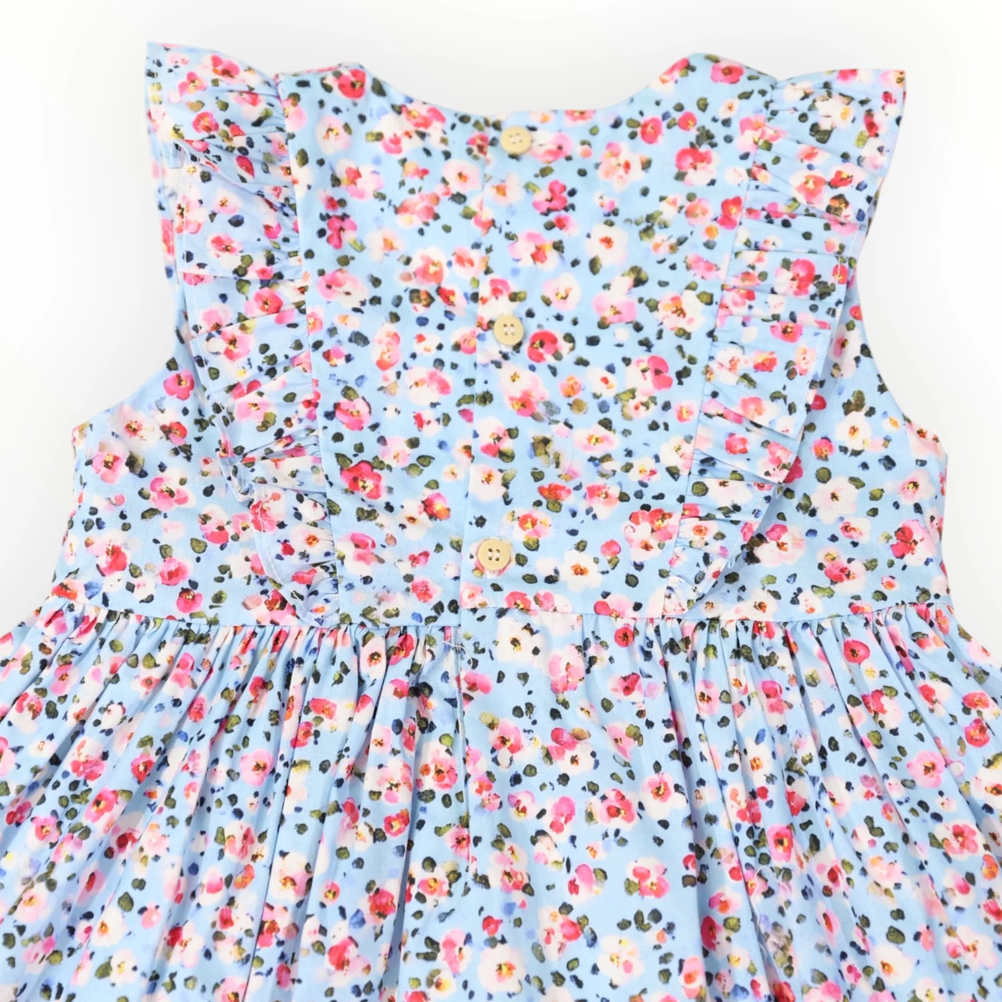 Floral Smocked Dress - Blue