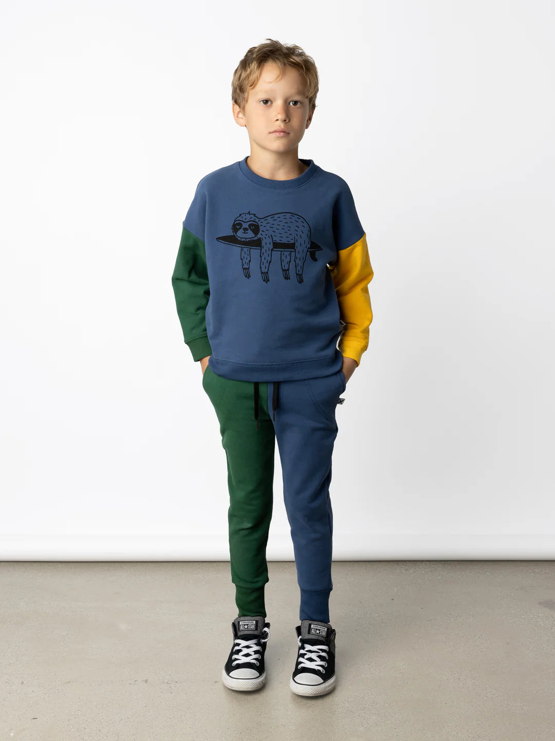 Minti Furry Opposite Trackies - Green/Navy