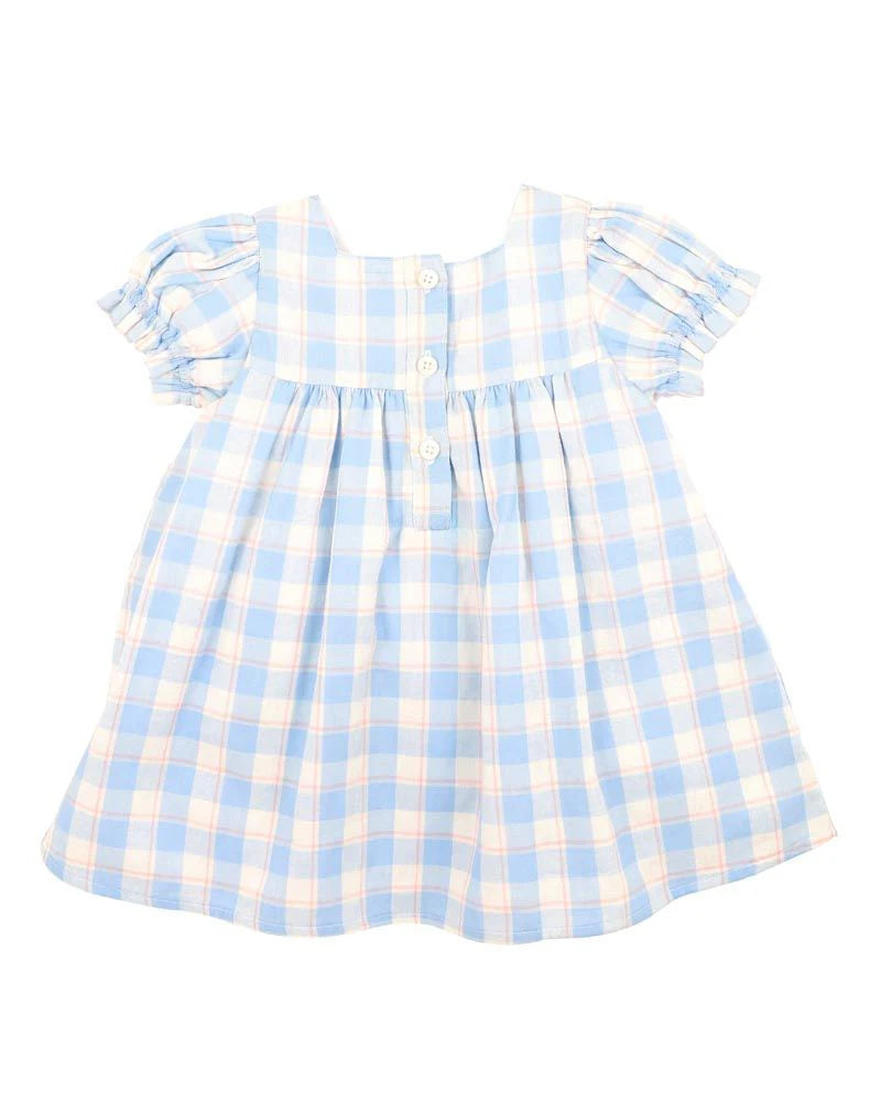 Bebe Bonnie Check Organic Embroidered Dress