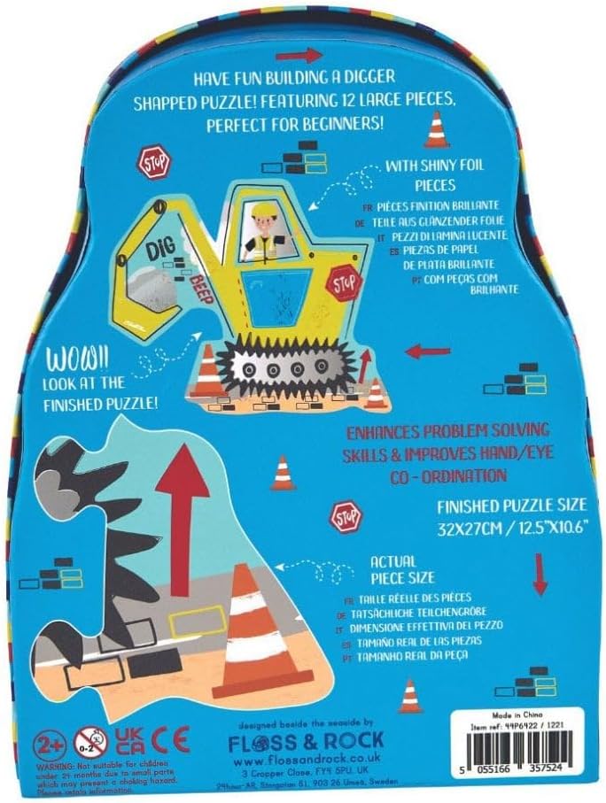 Floss & Rock 12 Pc Shaped Jigsaw Puzzle – Construction