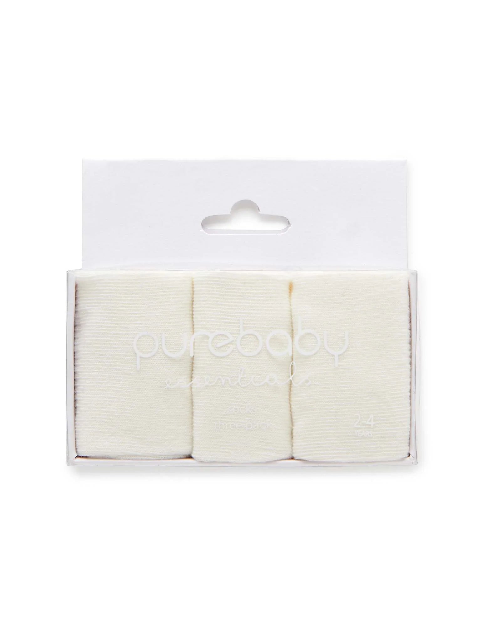 Purebaby Pack of 3 Socks - White