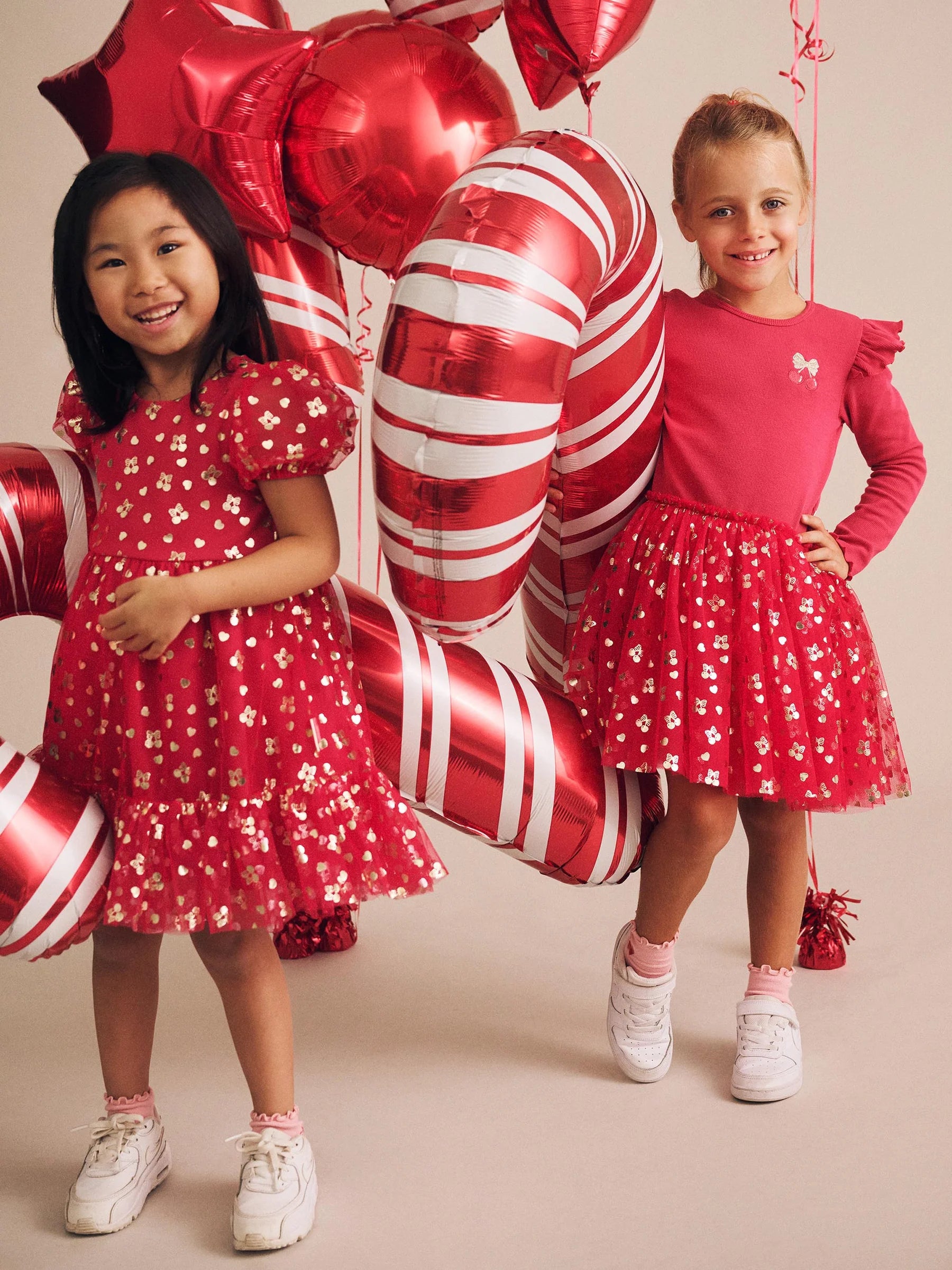 Huxbaby - Golden Cherries Puff Sleeve Tulle Dress