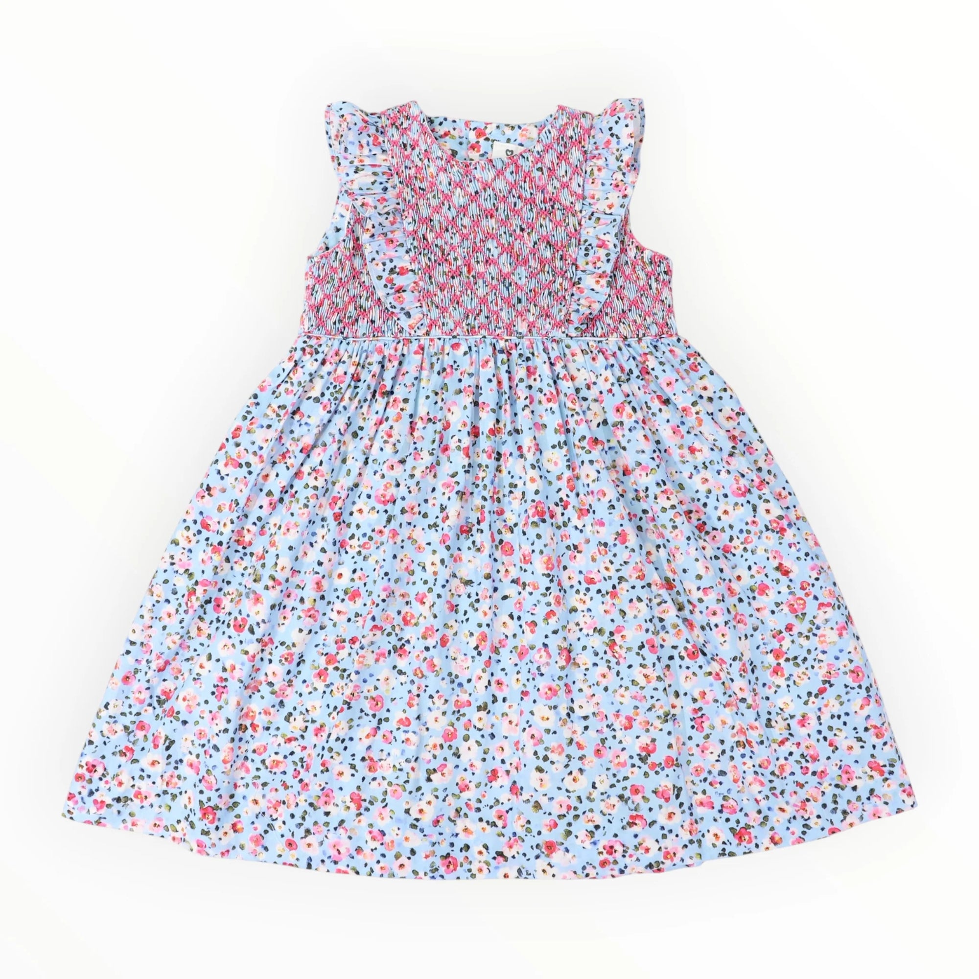 Floral Smocked Dress - Blue