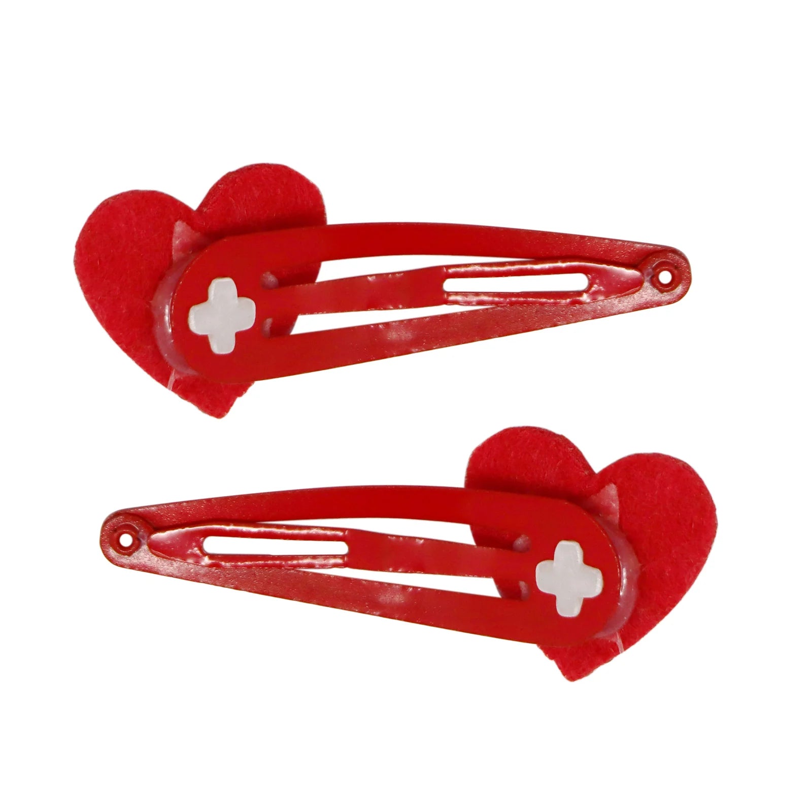 Twinkling Red Heart Snap Hair Clips