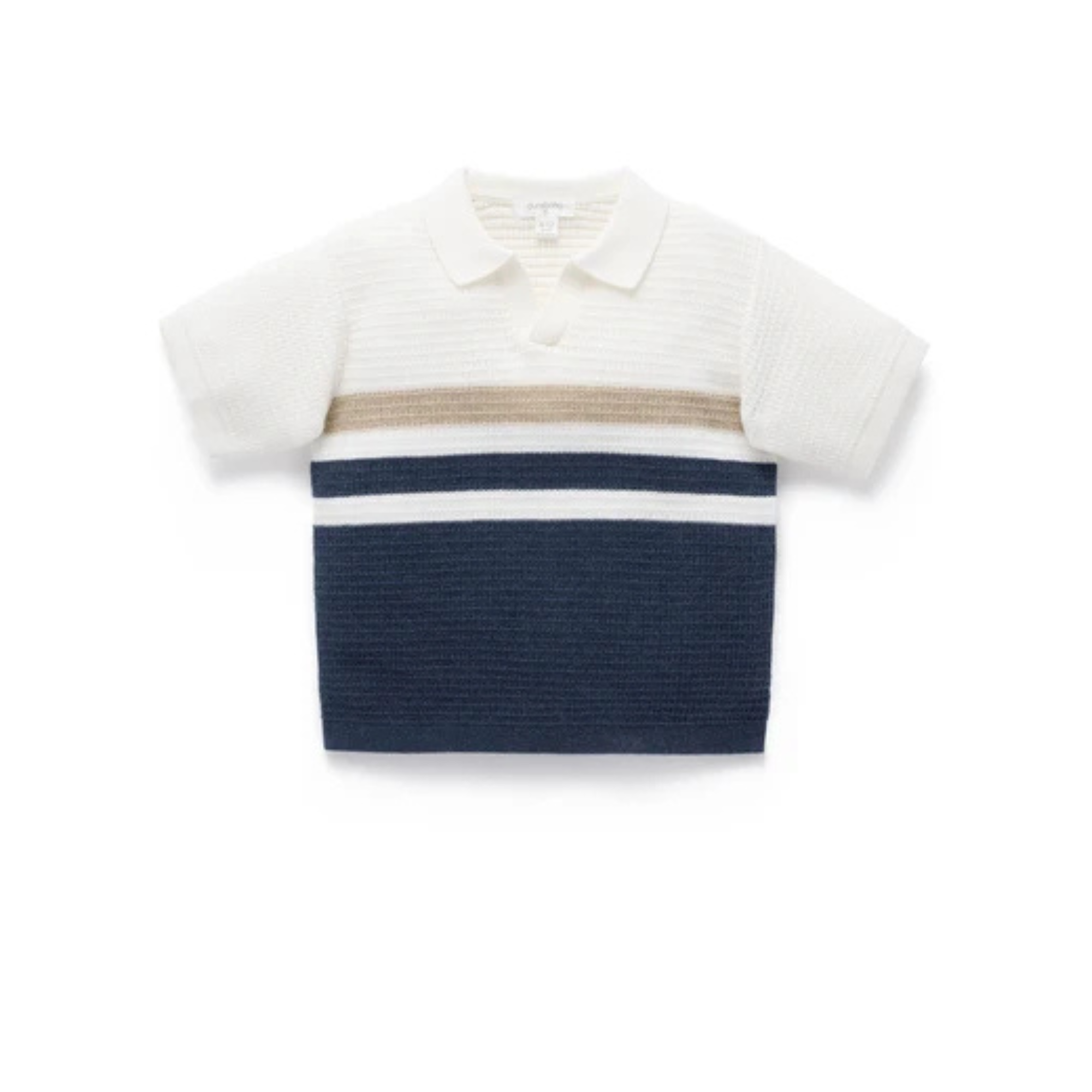 Purebaby Knitted Polo - Textured Stripe