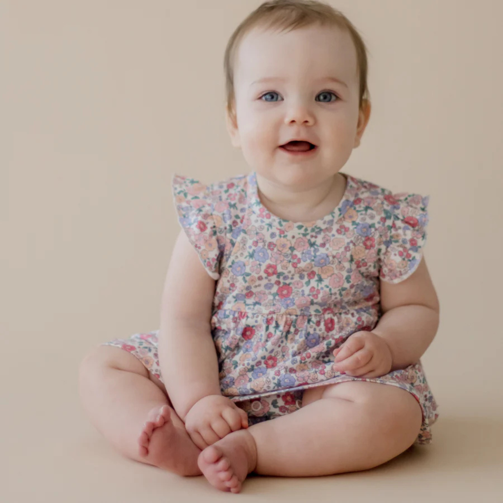 Marquise Field of Berries Flutter Sleeve Bodysuit Dress