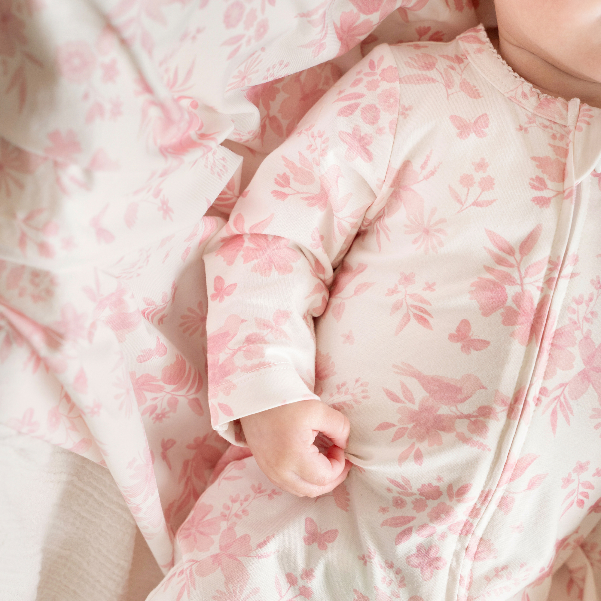 Bebe Fern Birds Organic Long Sleeve Zipsuit - Bird Print