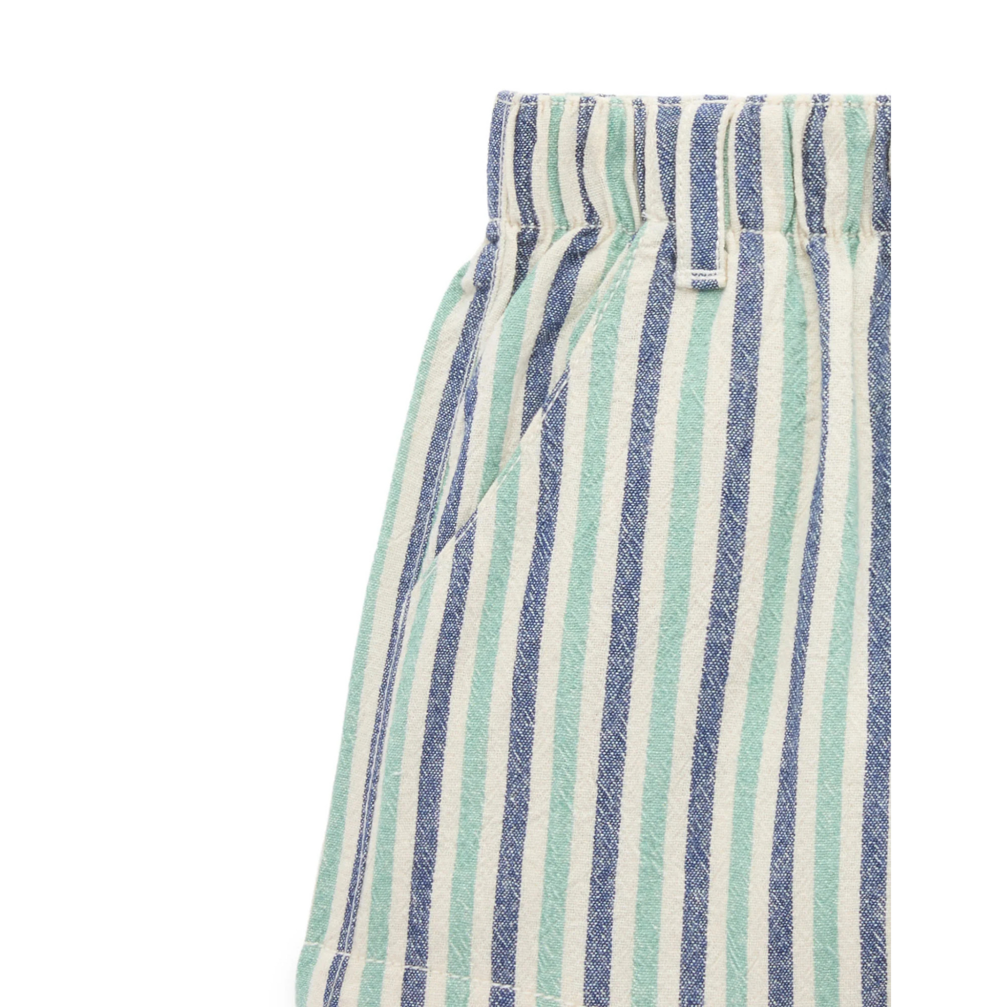 Purebaby Pull on Striped Short - Iguana Stripe