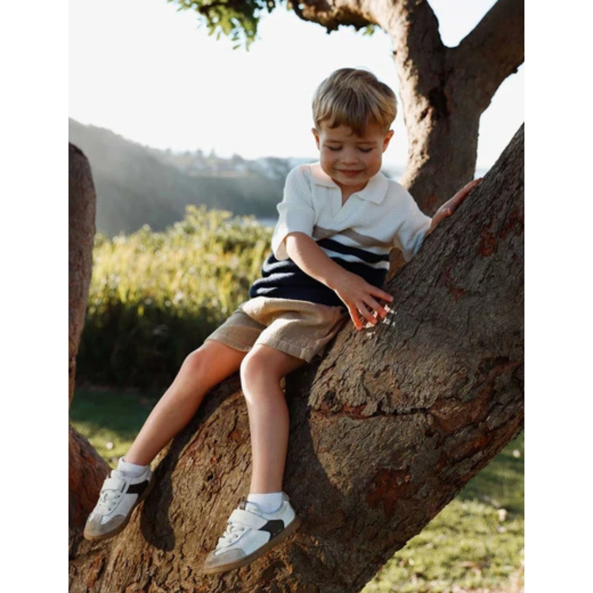Purebaby Knitted Polo - Textured Stripe