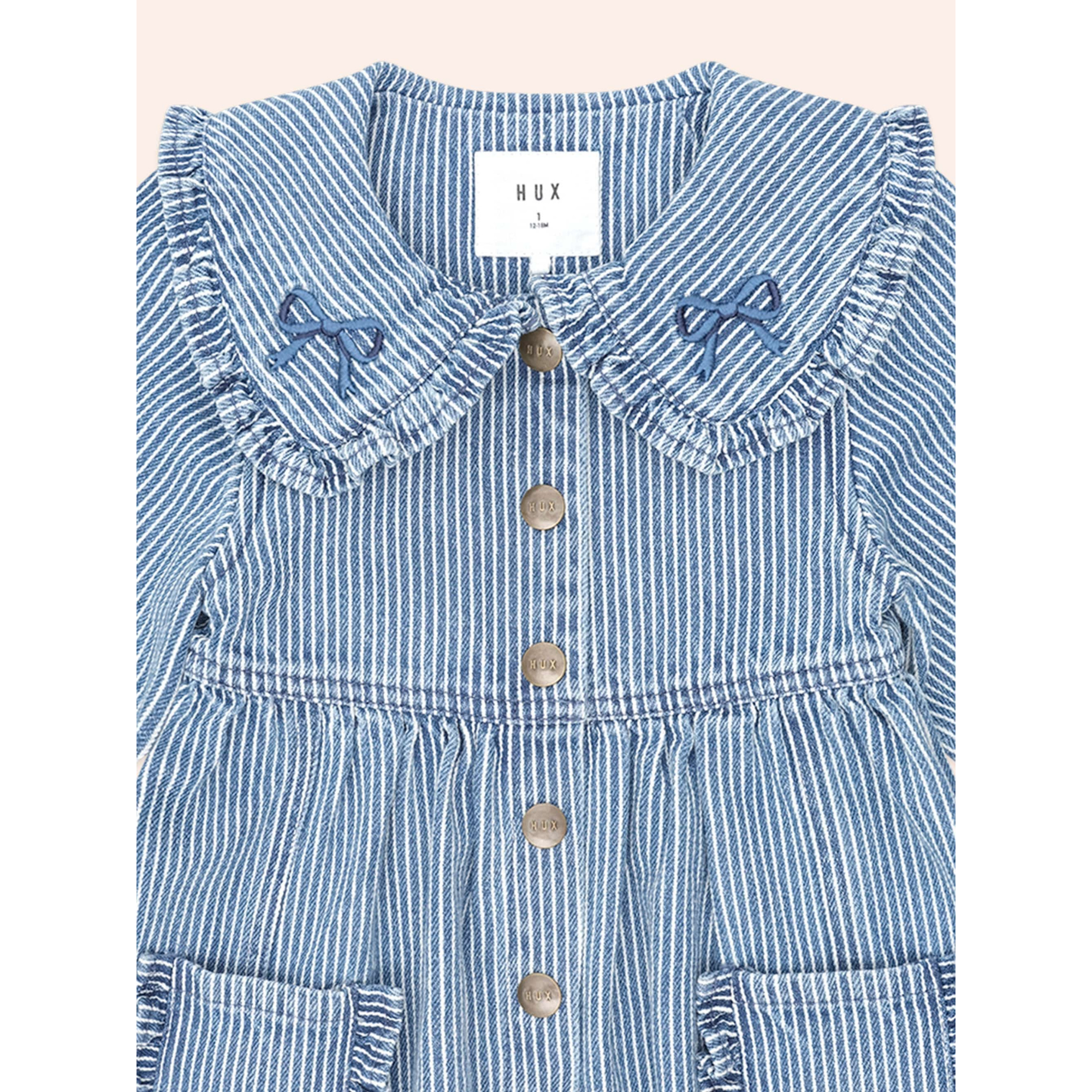 Huxbaby Vintage Bow Collar Denim Dress