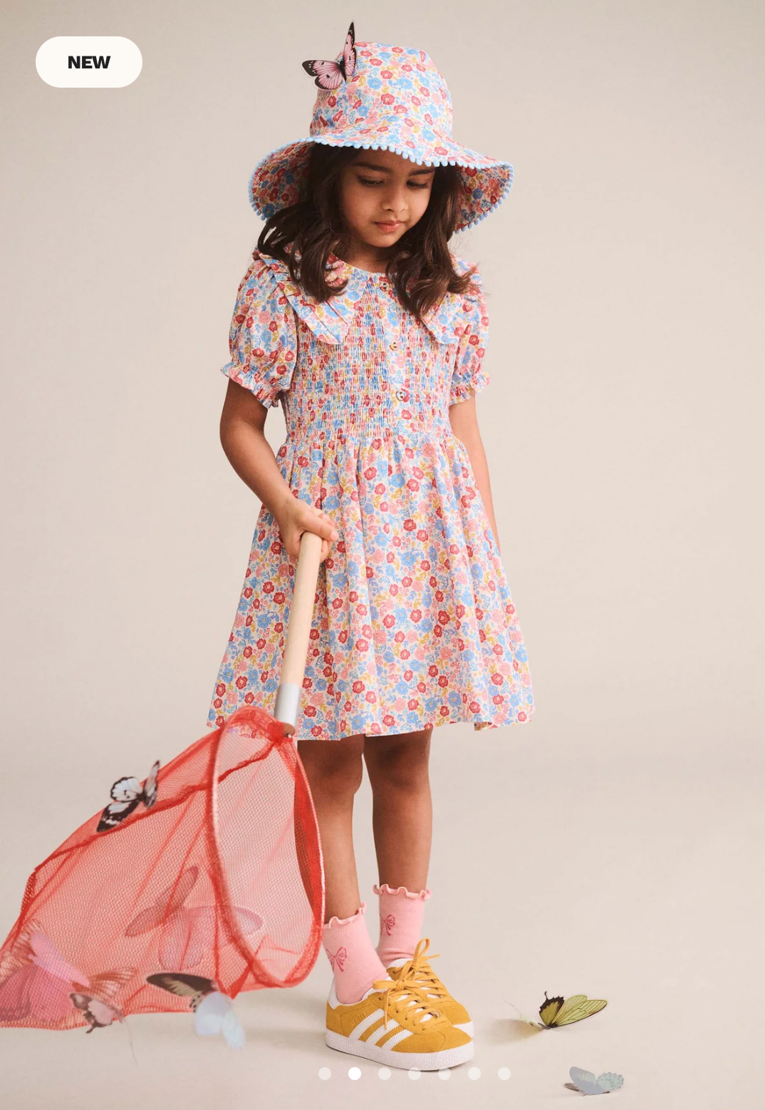 Huxbaby Vintage Floral Shirred Collar Dress - Multi