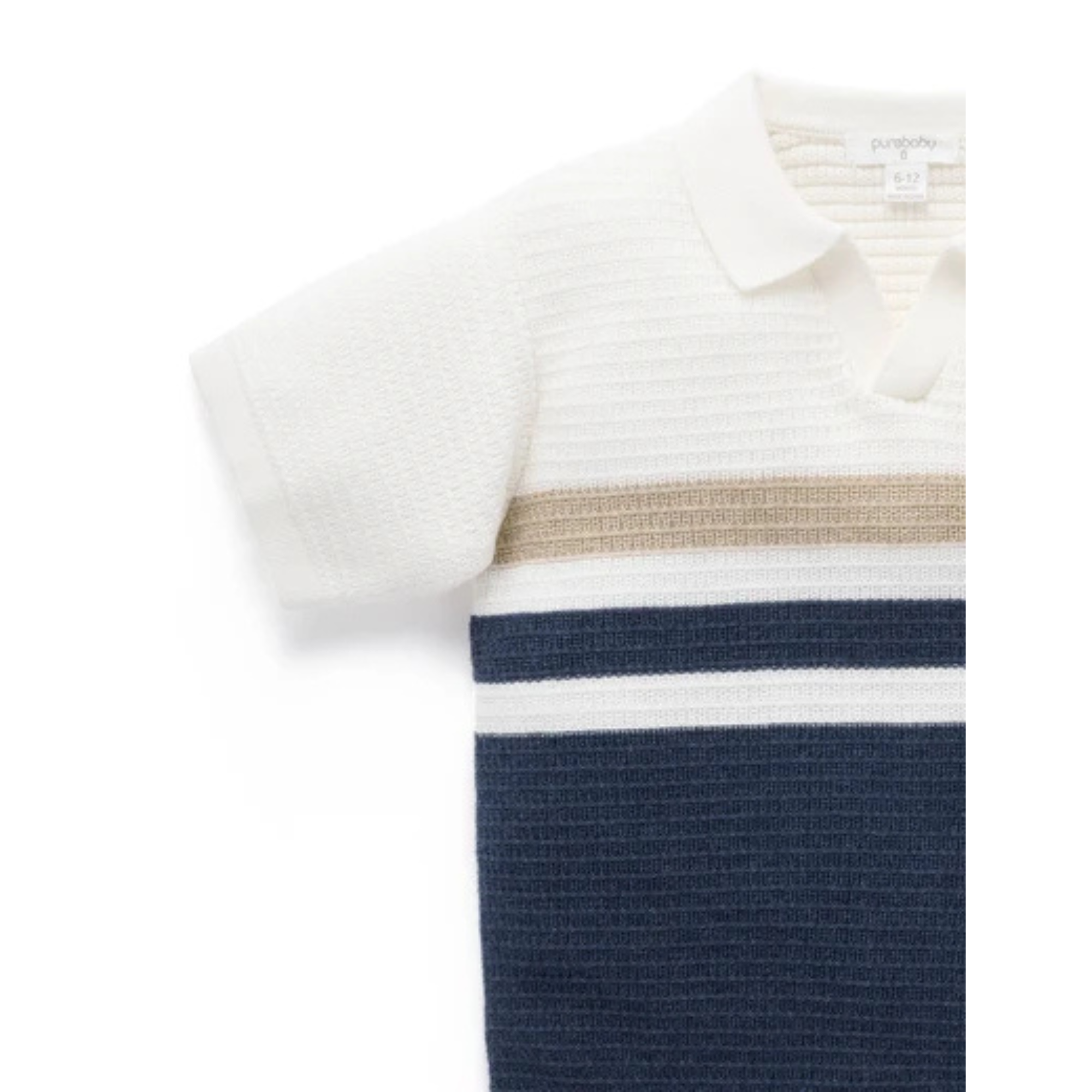 Purebaby Knitted Polo - Textured Stripe