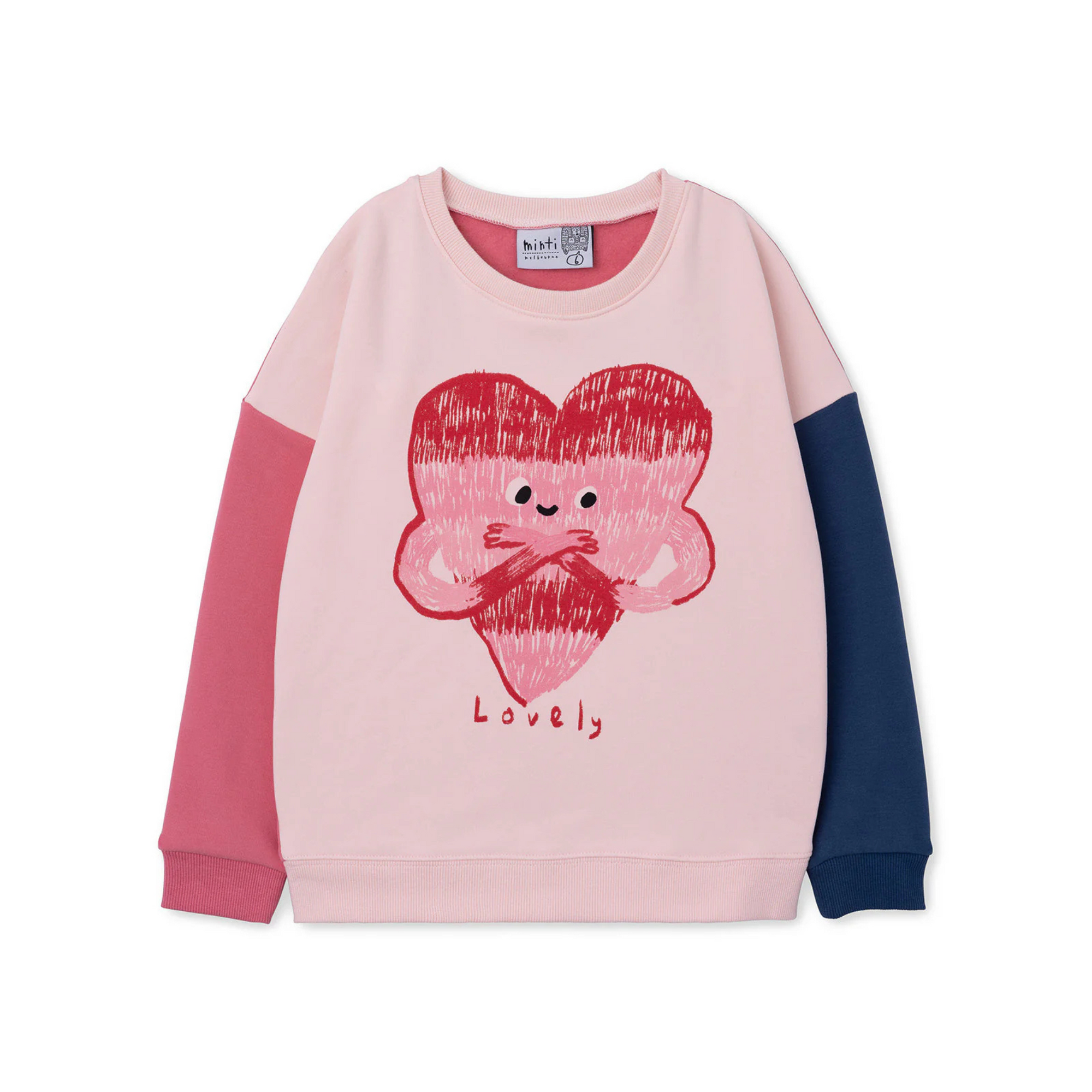 Minti Lovely Heart Furry Crew - Pink/Navy