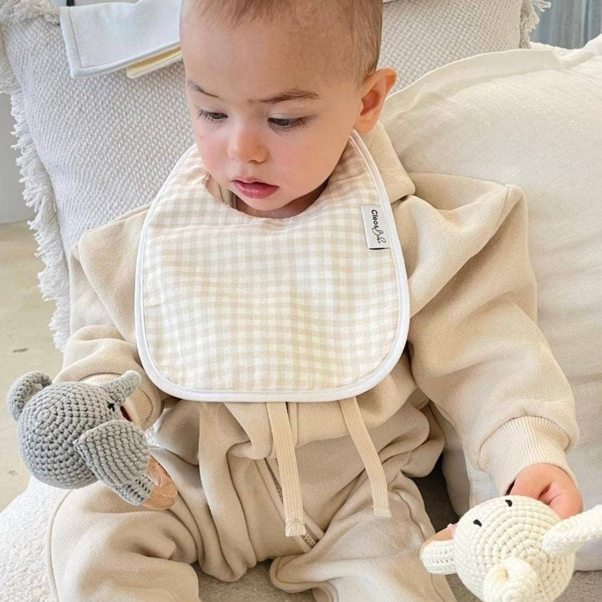 Waterproof Bib Classic - Almond Gingham