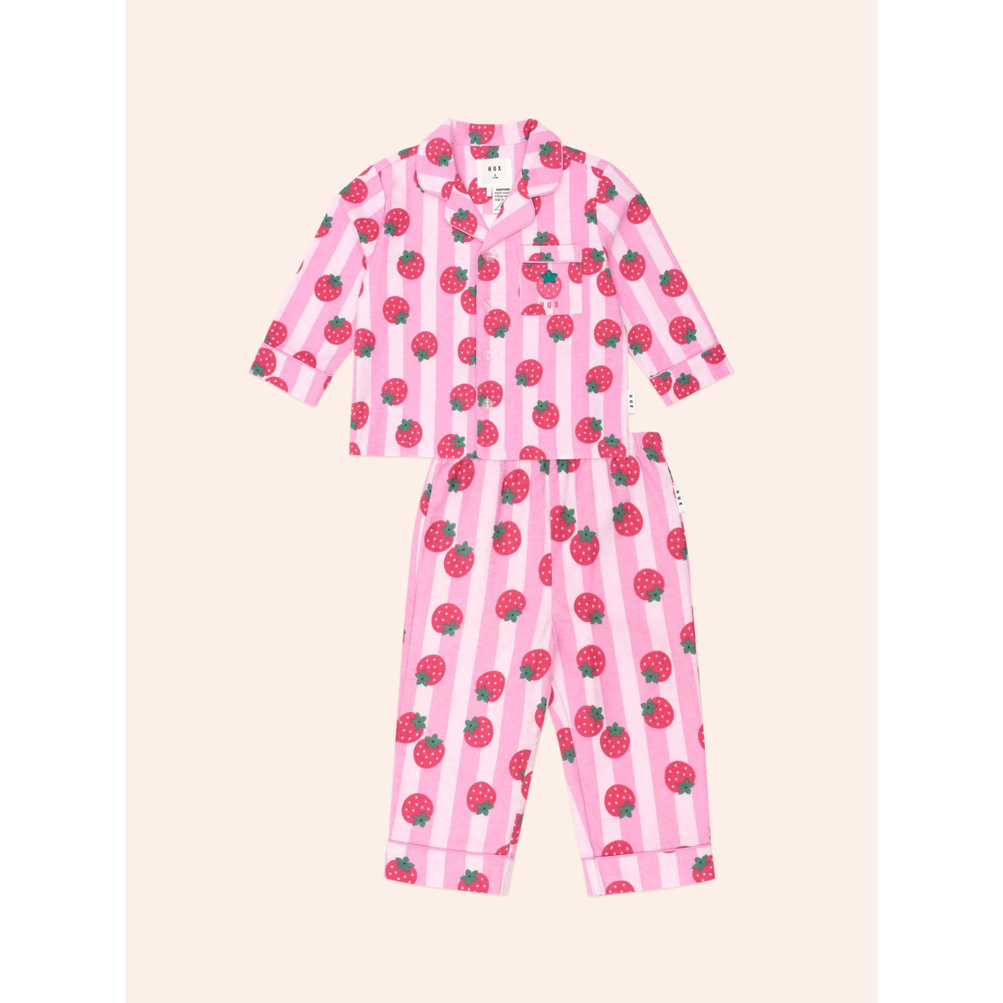 Huxbaby Strawberry Fields Forever Stripe Flannel Pj