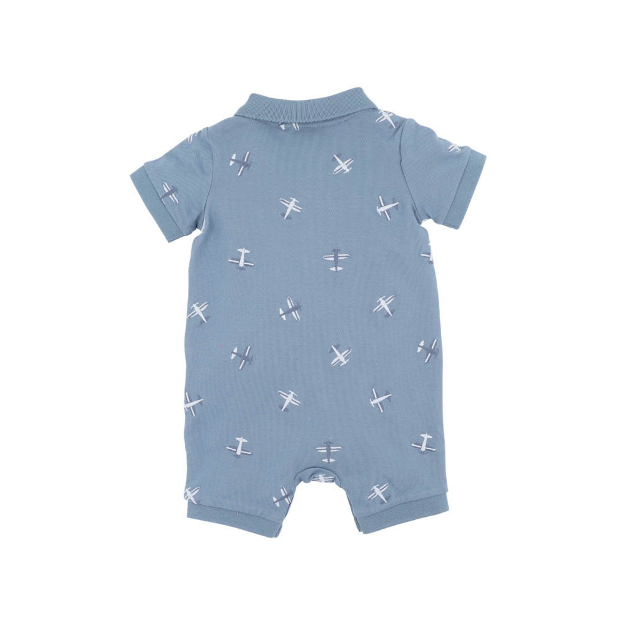 Bebe Harlan Emboidered SS Polo Romper - Harlan Embroidery