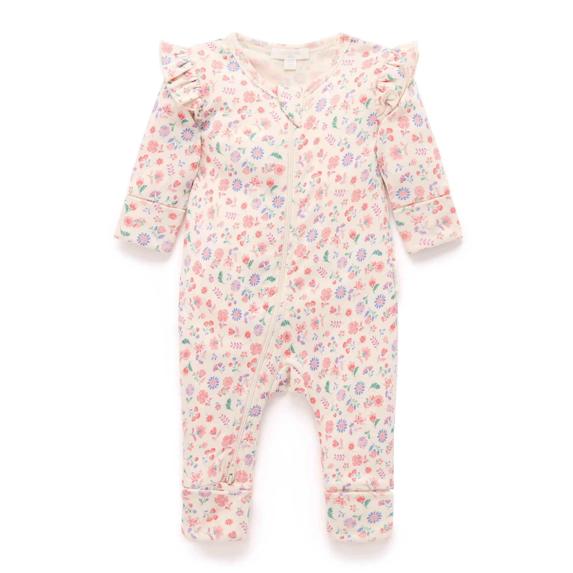 Purebaby Printed Zip Growsuit - Flor Print
