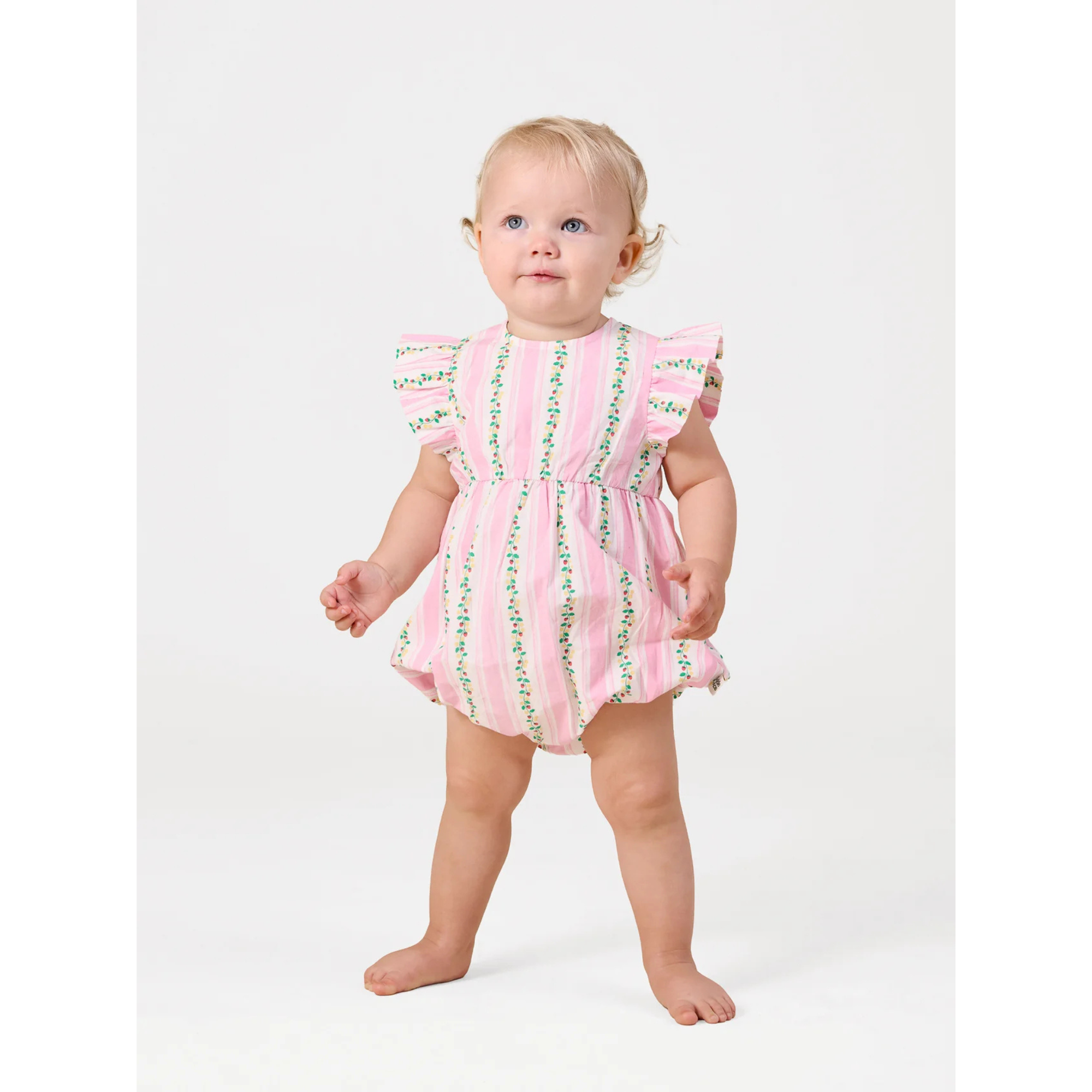 Goldie + Ace Antique Stripe Strawberry Lani Romper