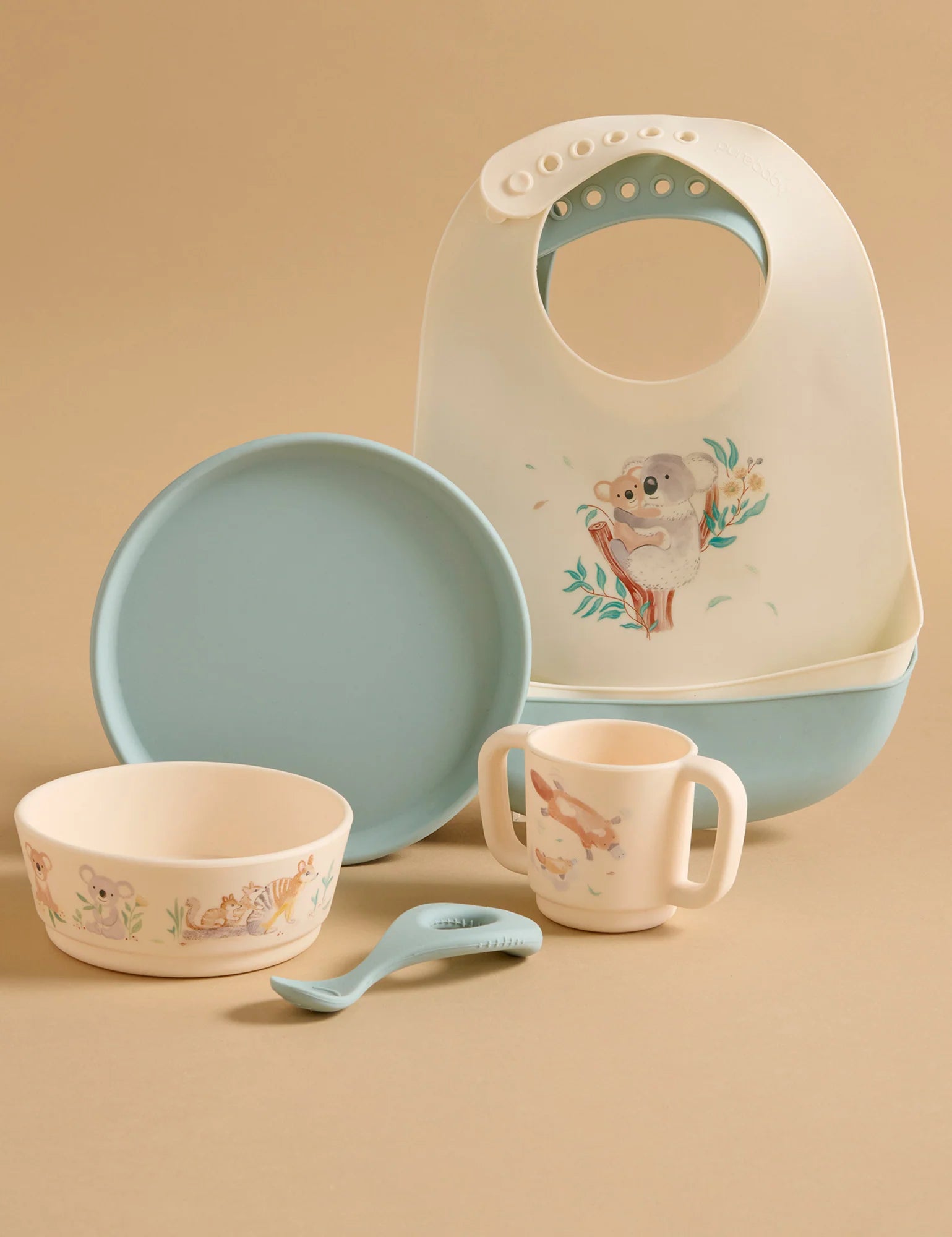 Purebaby Koala 2 Pack Silicone Bib