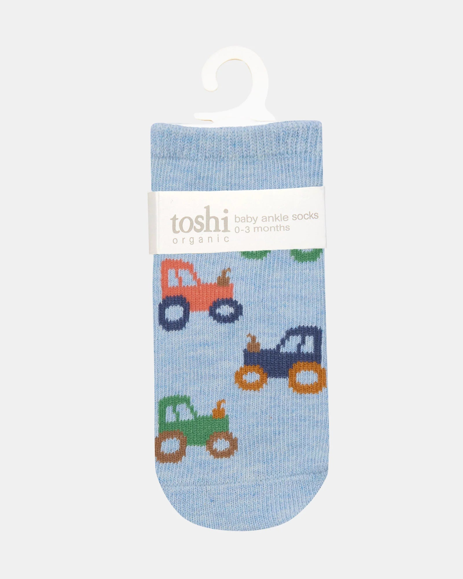 Toshi Organic Socks Ankle Jacquard Tiny Tractors