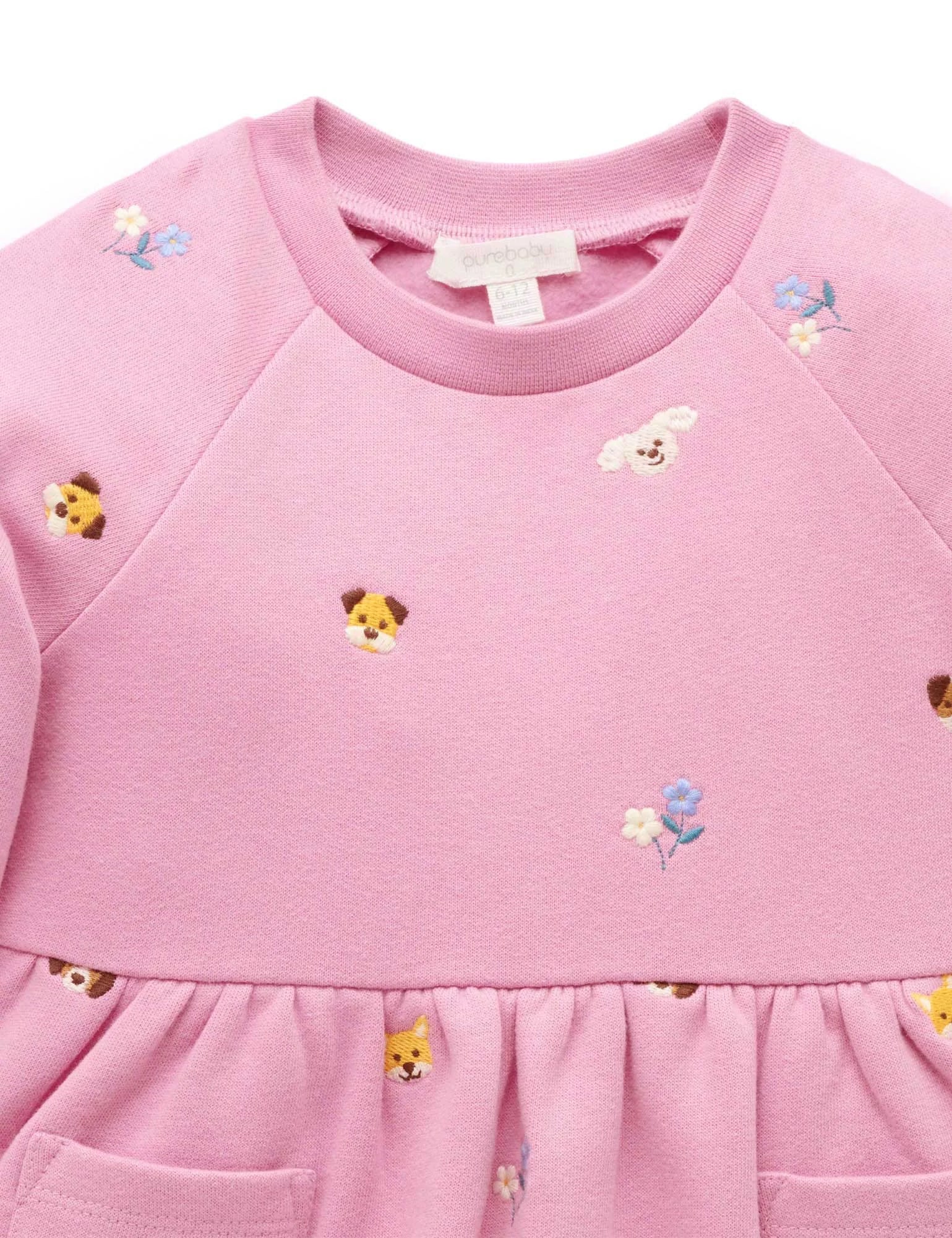 Purebaby Puppy Embroidered Dress