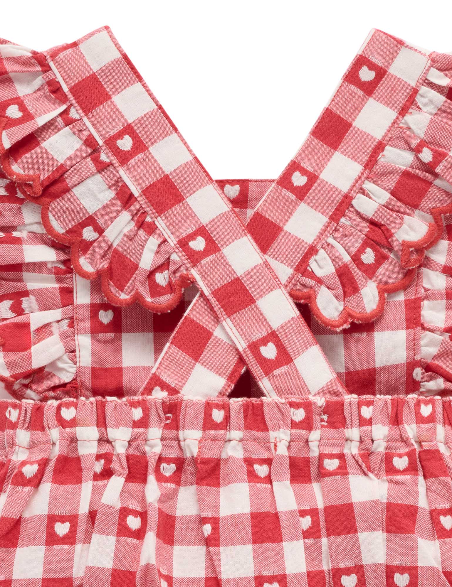 Purebaby Heart Gingham Overall Bodysuit