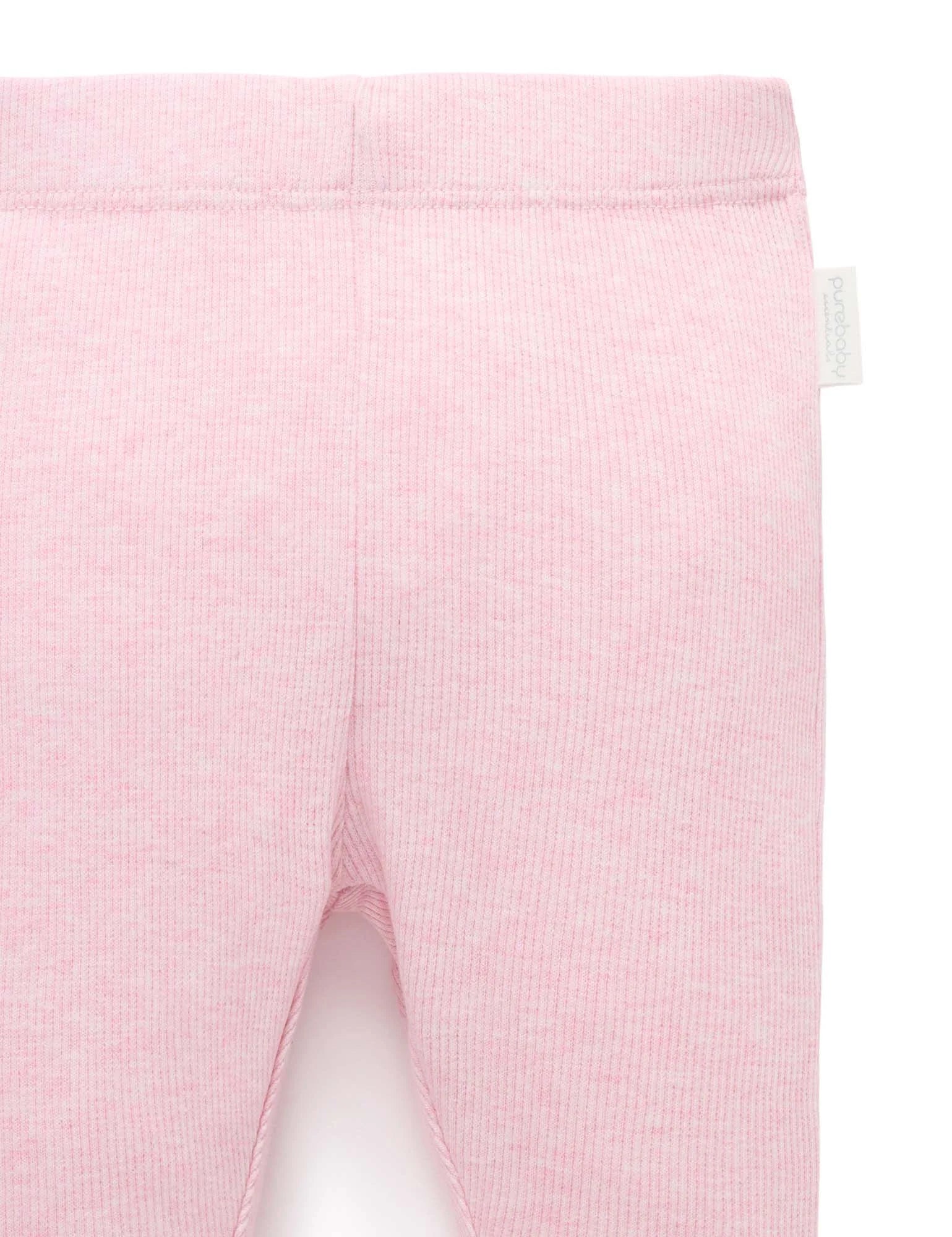 Purebaby Ribbed Leggings - Pale Pink Melange
