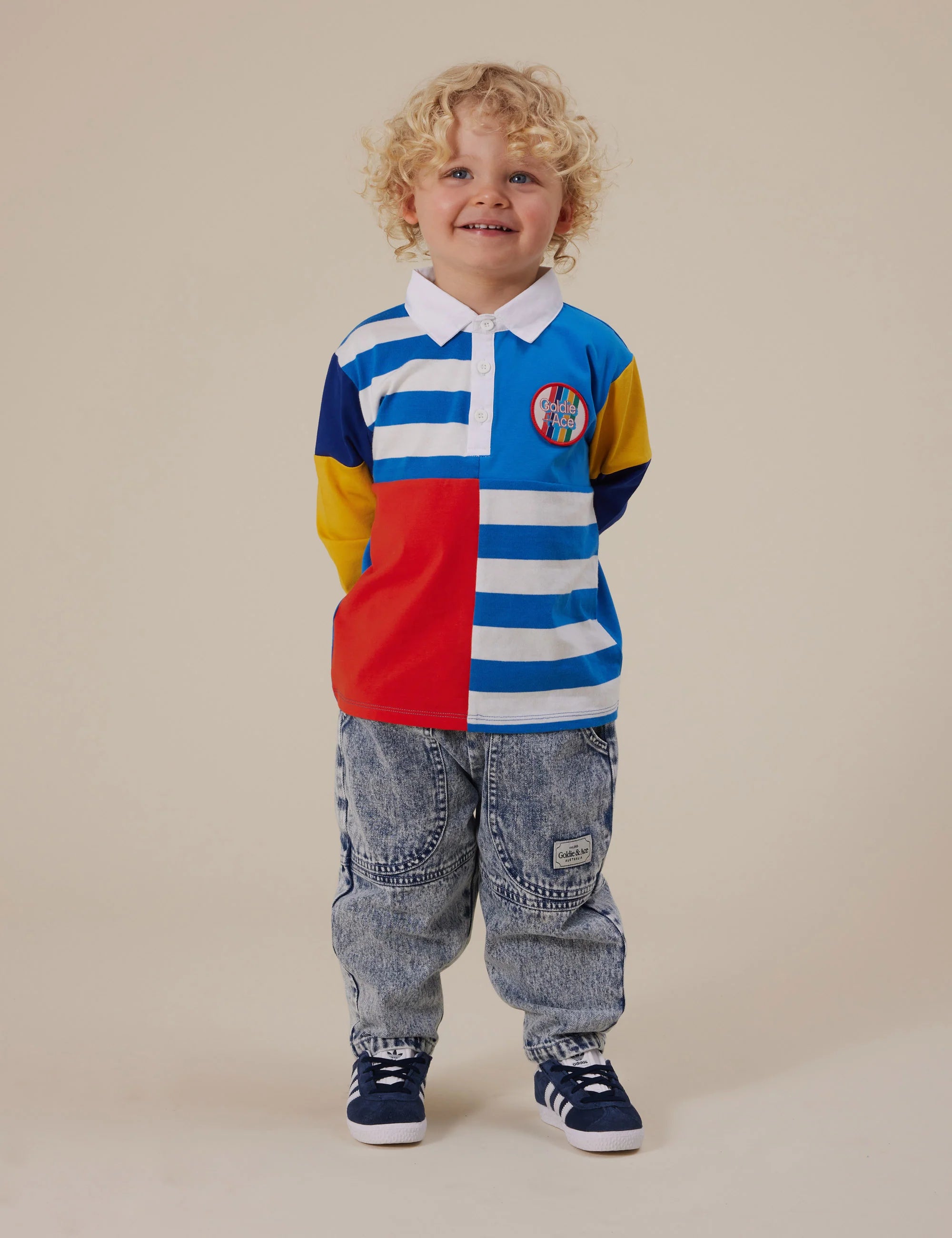 Goldie and Ace Myles Colour Block Rugby Polo