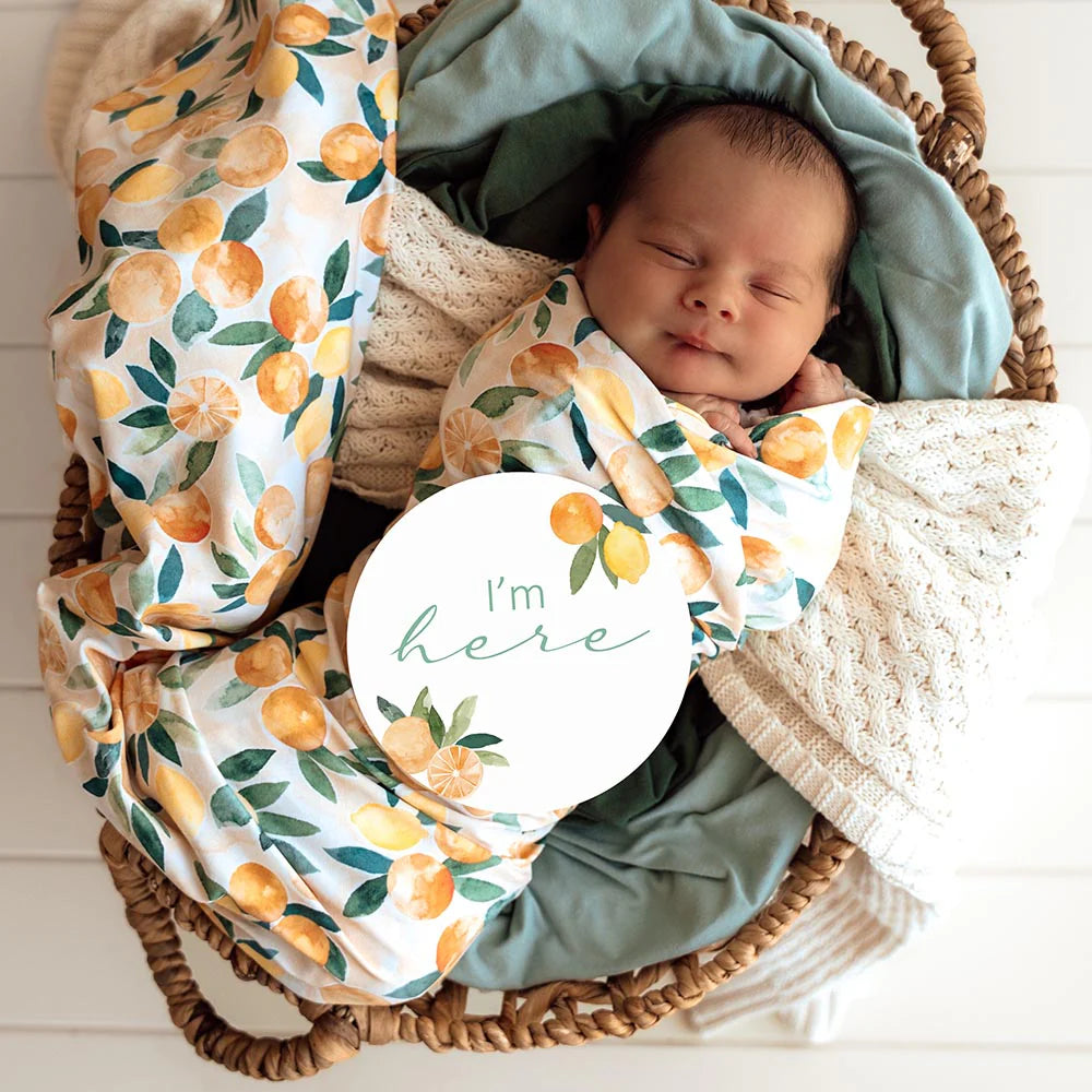 SUNNY CITRUS -Snuggle Hunny Organic Jersey Wrap & Beanie Set