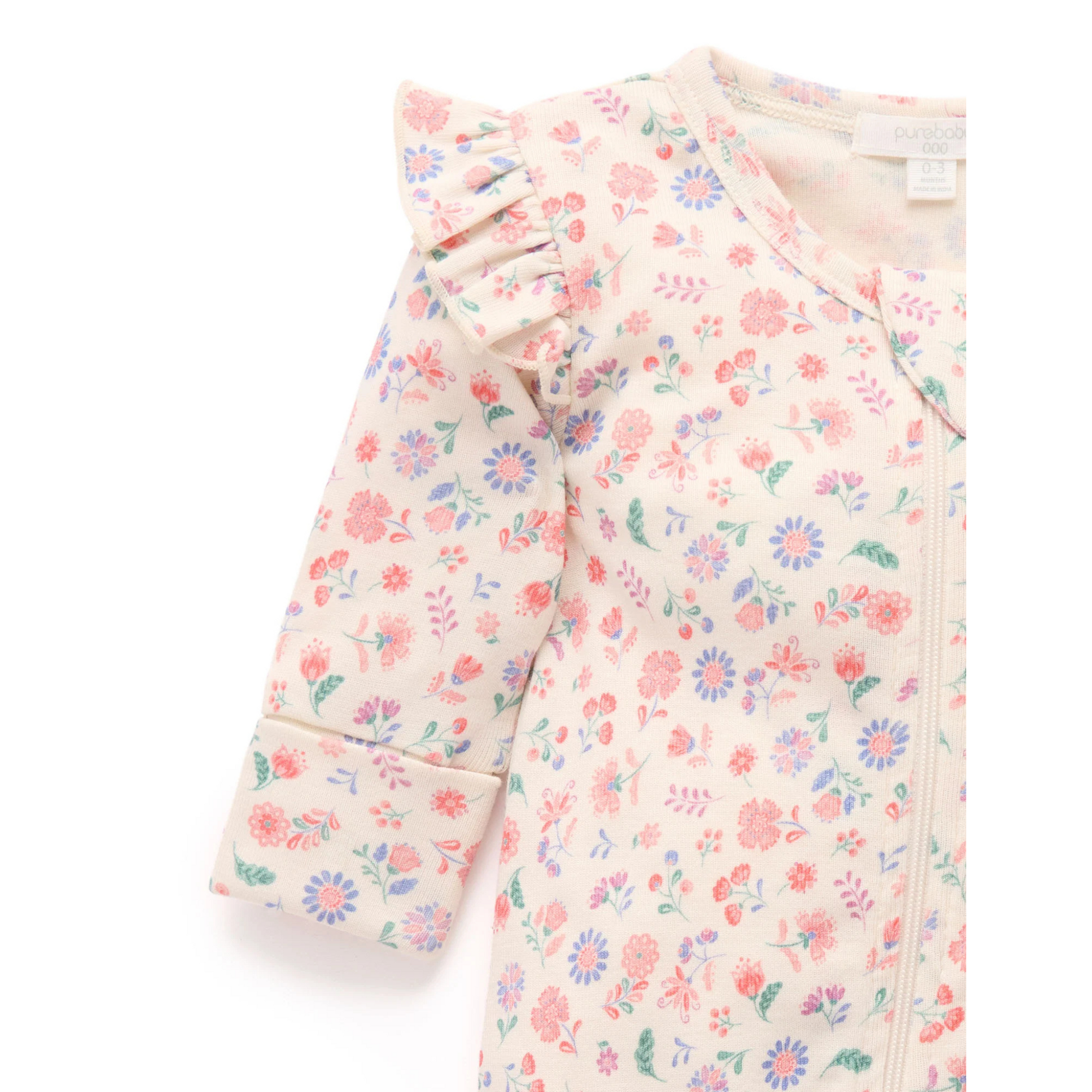 Purebaby Printed Zip Growsuit - Flor Print