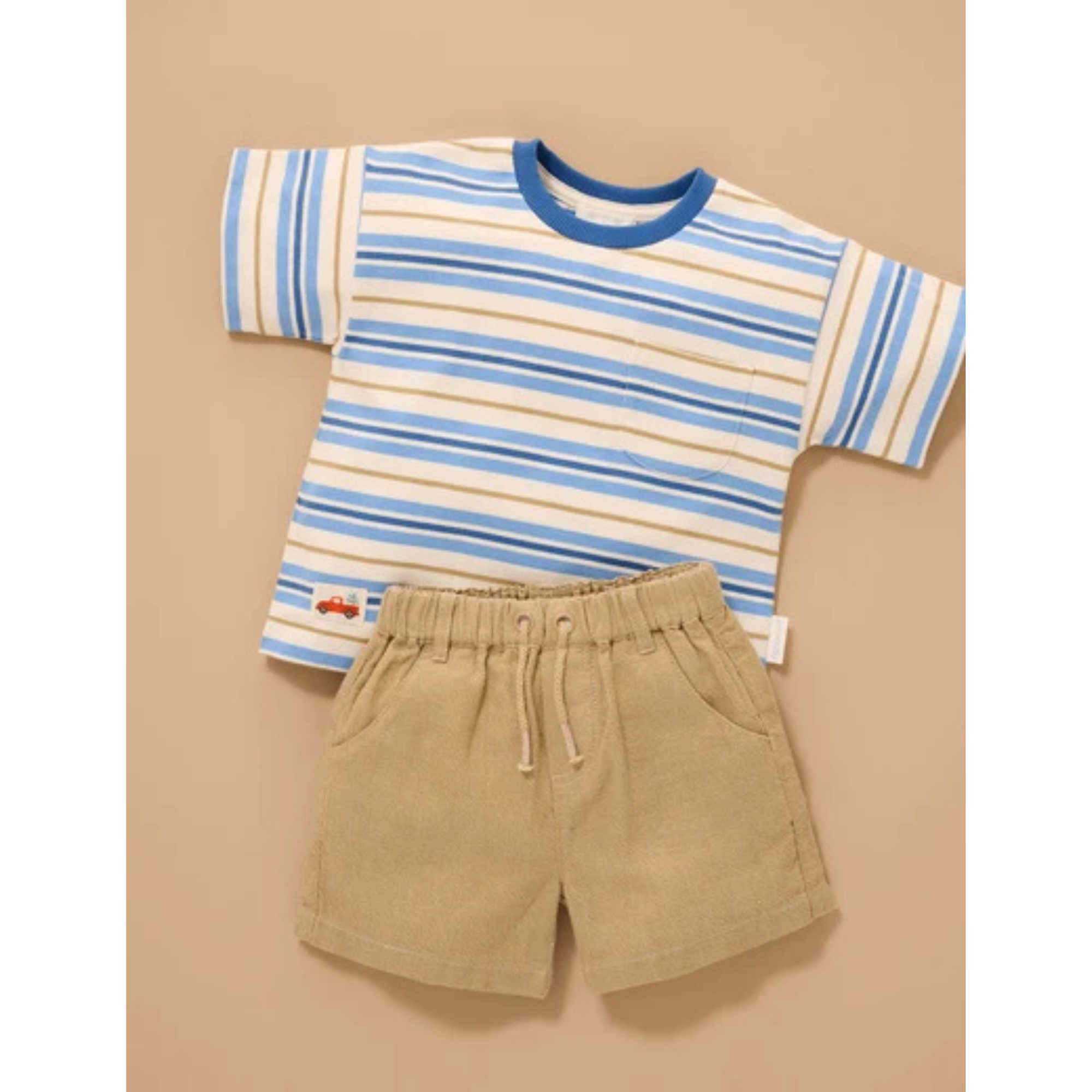 Purebaby Classic Striped Relaxed Tee - Blue Jay Stripe